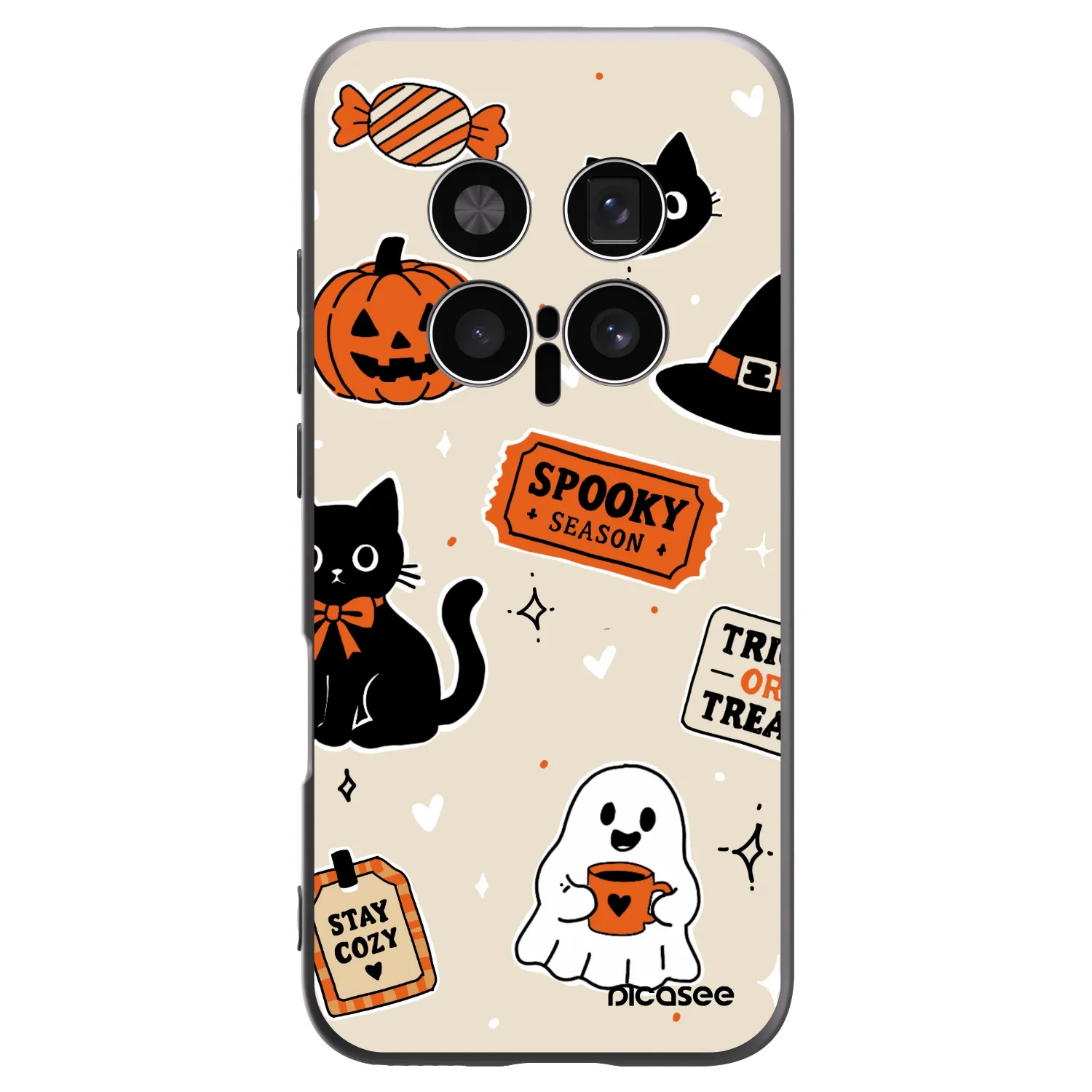 Picasee silikónový čierny obal pre Honor Magic8 Pro 5G - Halloween stickers