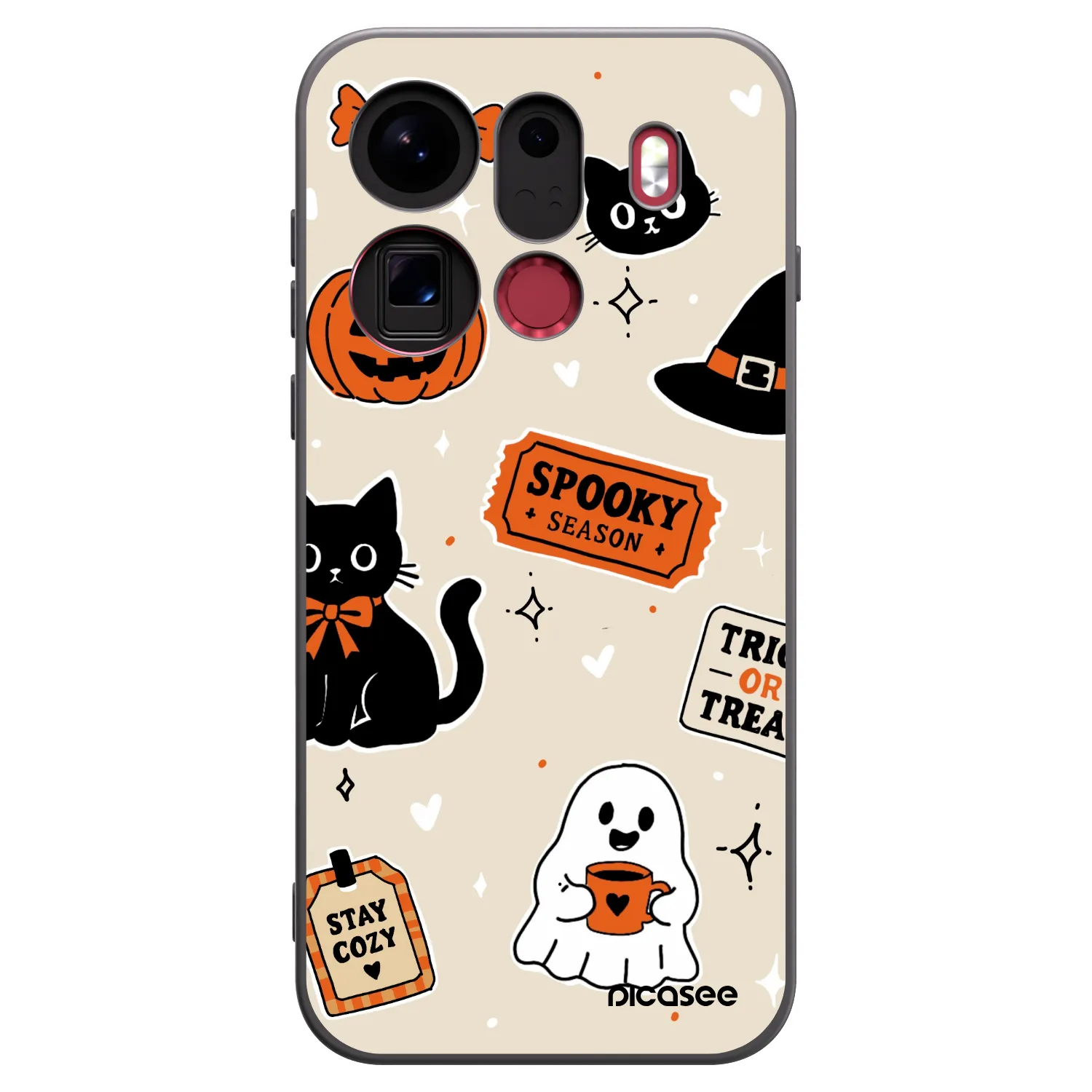 Picasee silikónový čierny obal pre OPPO Find X9 Pro - Halloween stickers