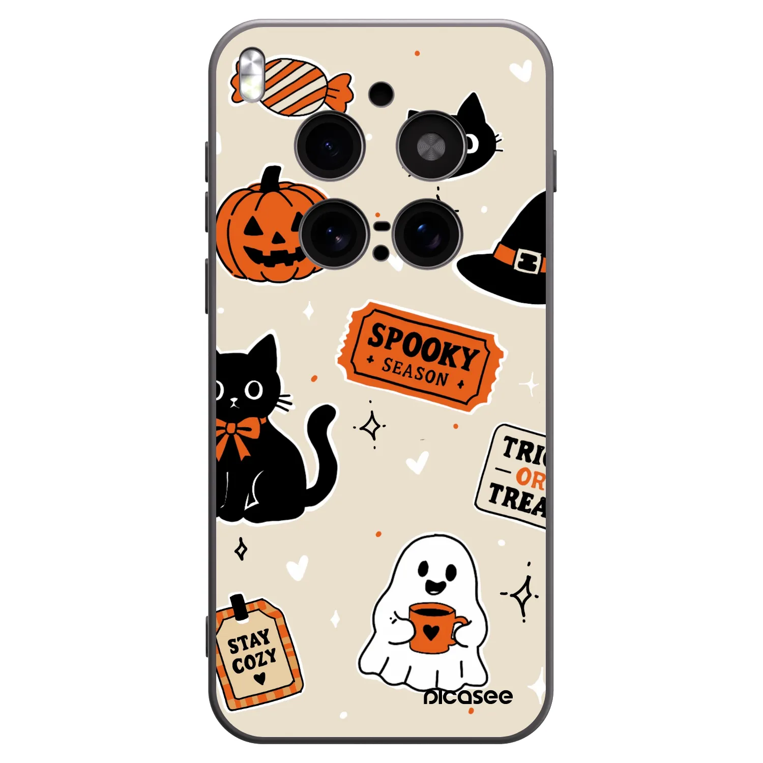 Picasee silikónový čierny obal pre Vivo X300 Pro - Halloween stickers