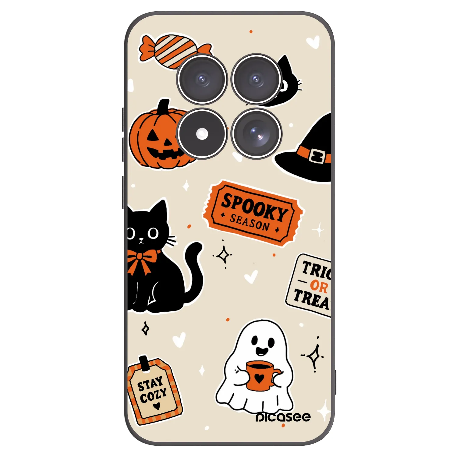 Picasee silikónový čierny obal pre Xiaomi Redmi Note 15 Pro 5G - Halloween stickers