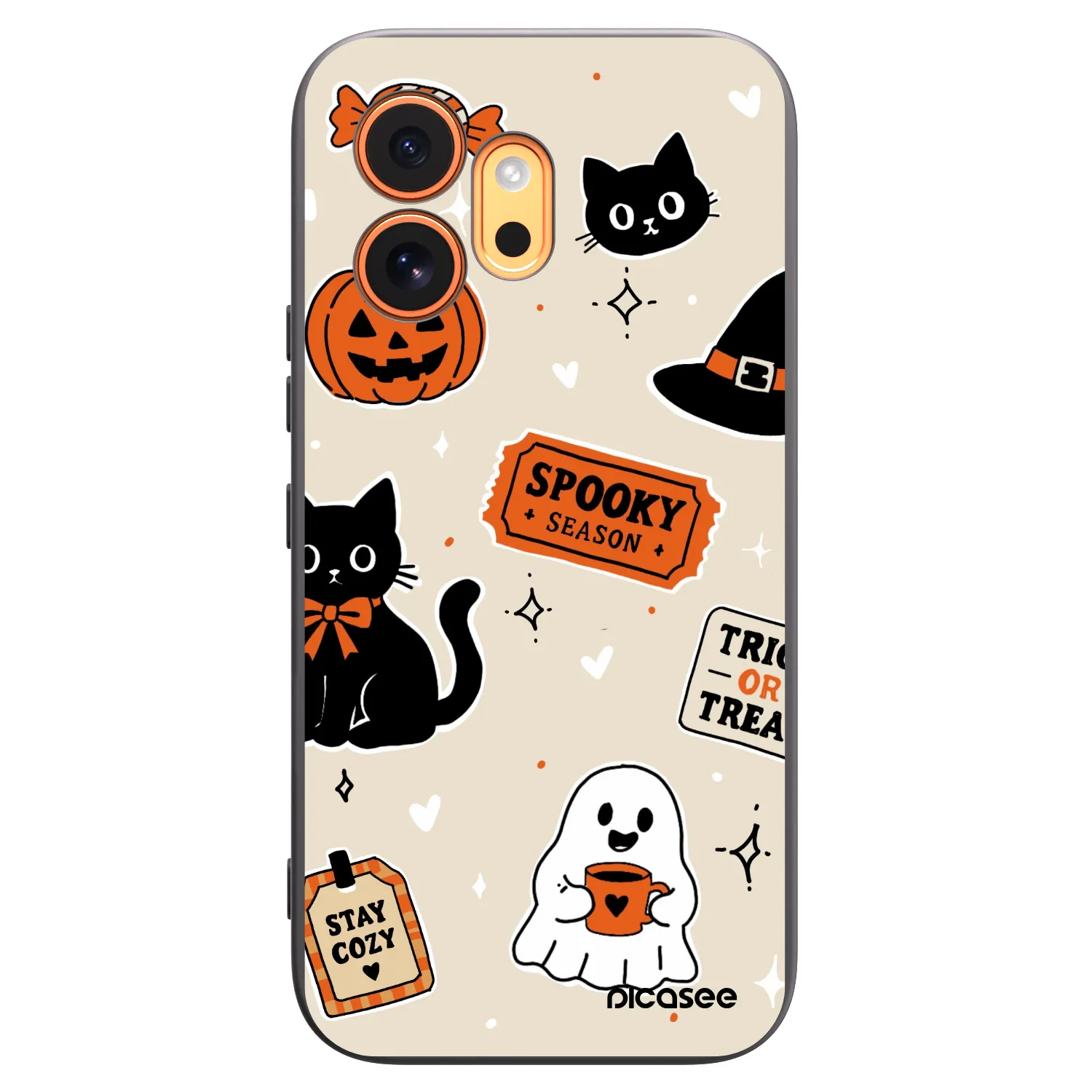 Picasee silikónový čierny obal pre Honor 600 - Halloween stickers