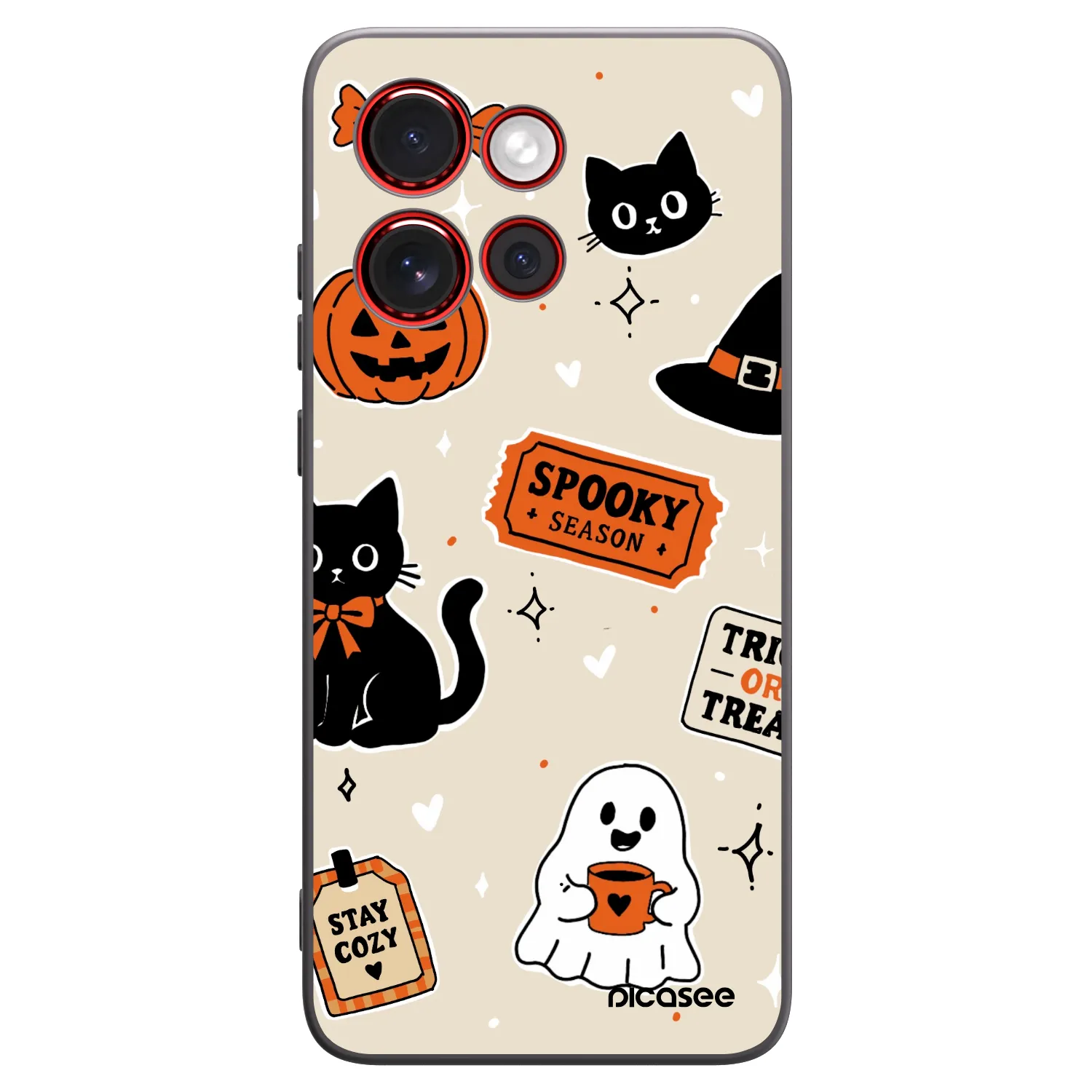 Picasee silikónový čierny obal pre Motorola Edge 60 Neo 5G - Halloween stickers