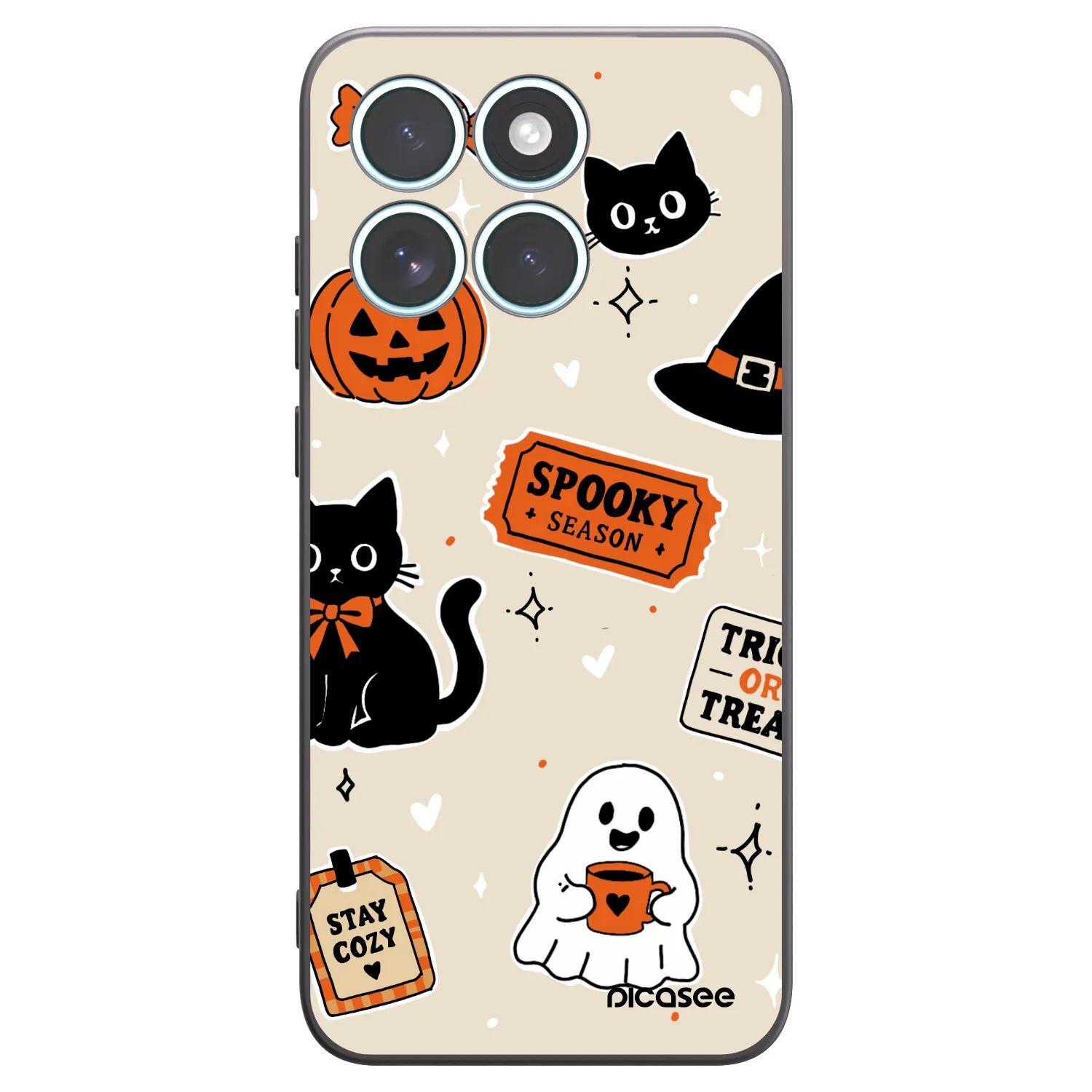 Picasee silikónový čierny obal pre Motorola Edge 70 Fusion - Halloween stickers