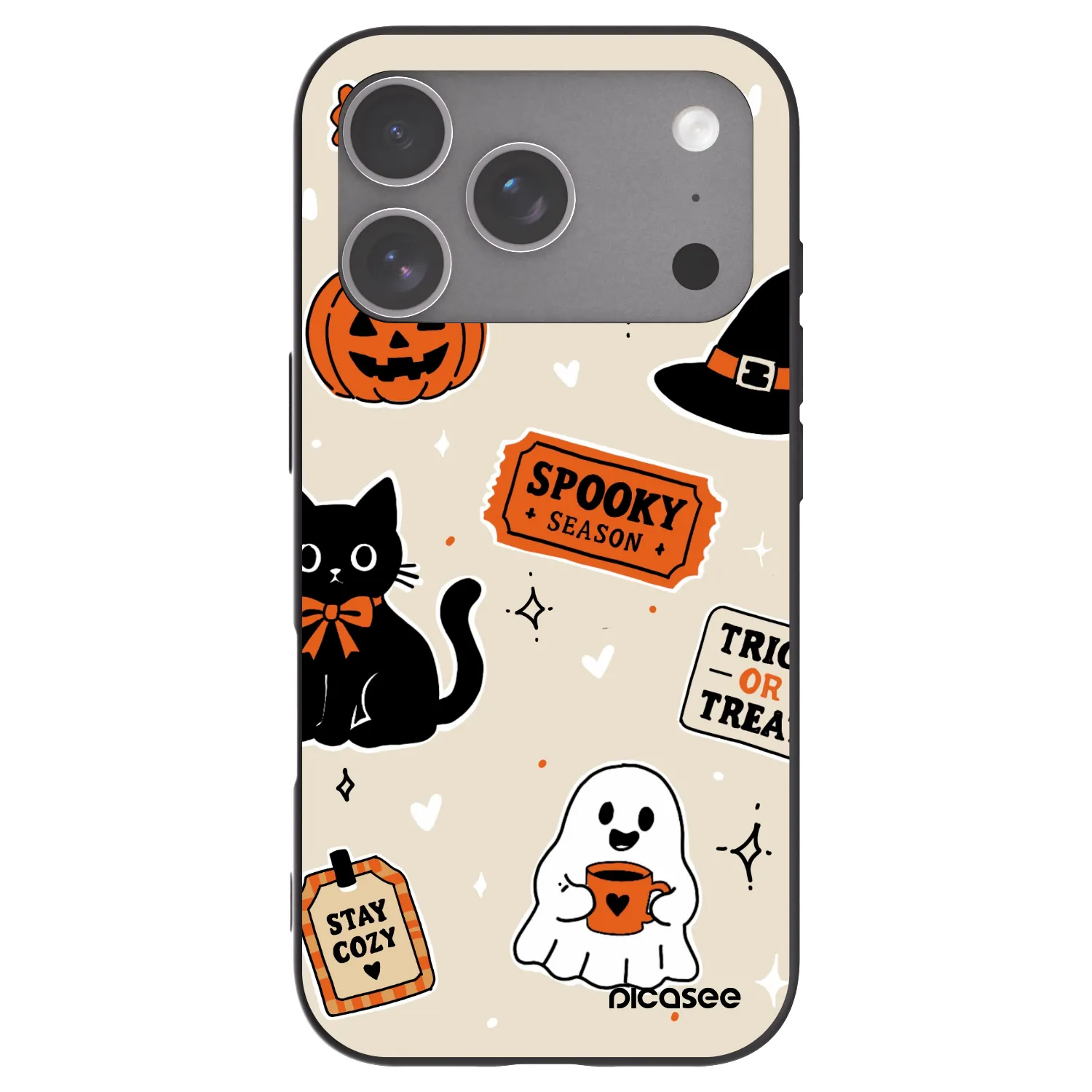 Picasee silikónový čierny obal pre Apple iPhone 18 Pro - Halloween stickers
