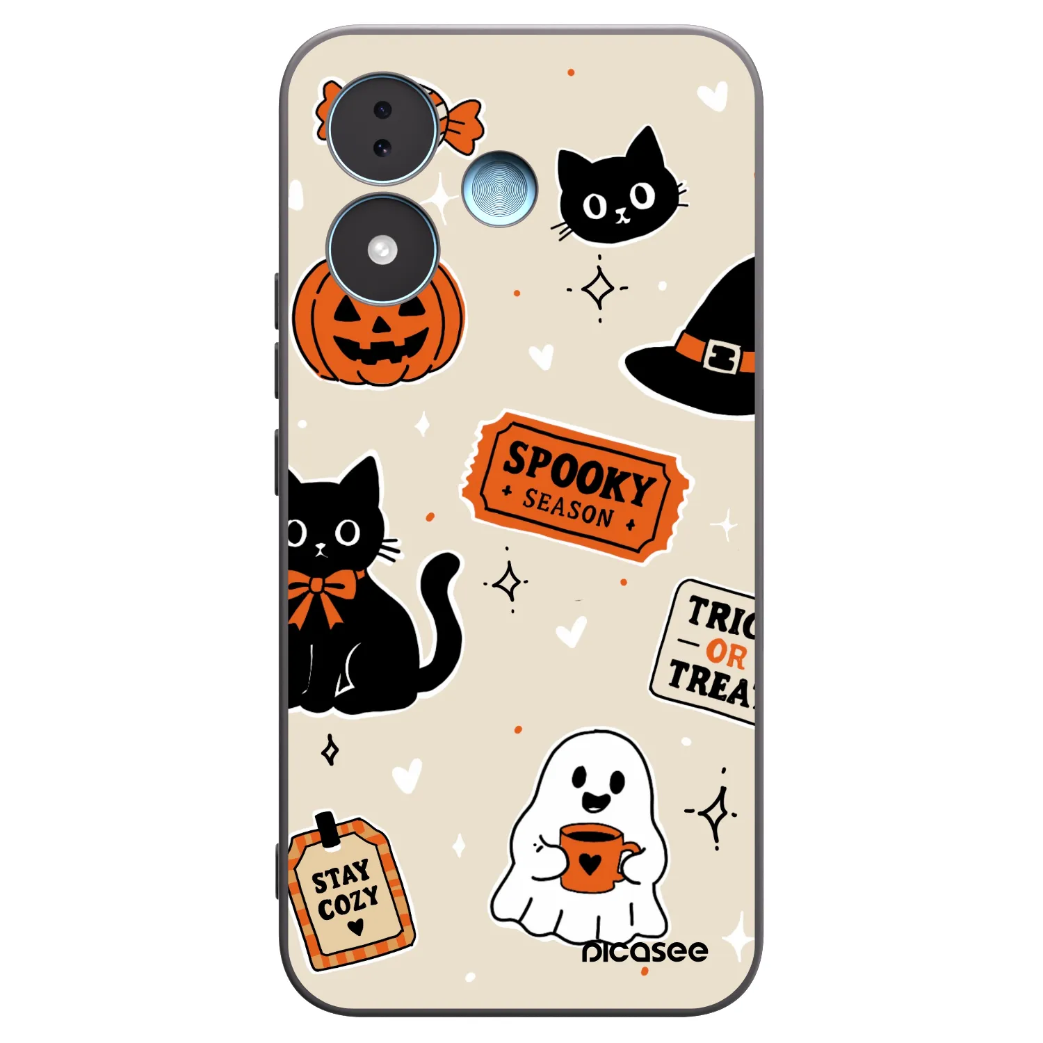 Picasee silikónový čierny obal pre Xiaomi Redmi Note 17 5G - Halloween stickers