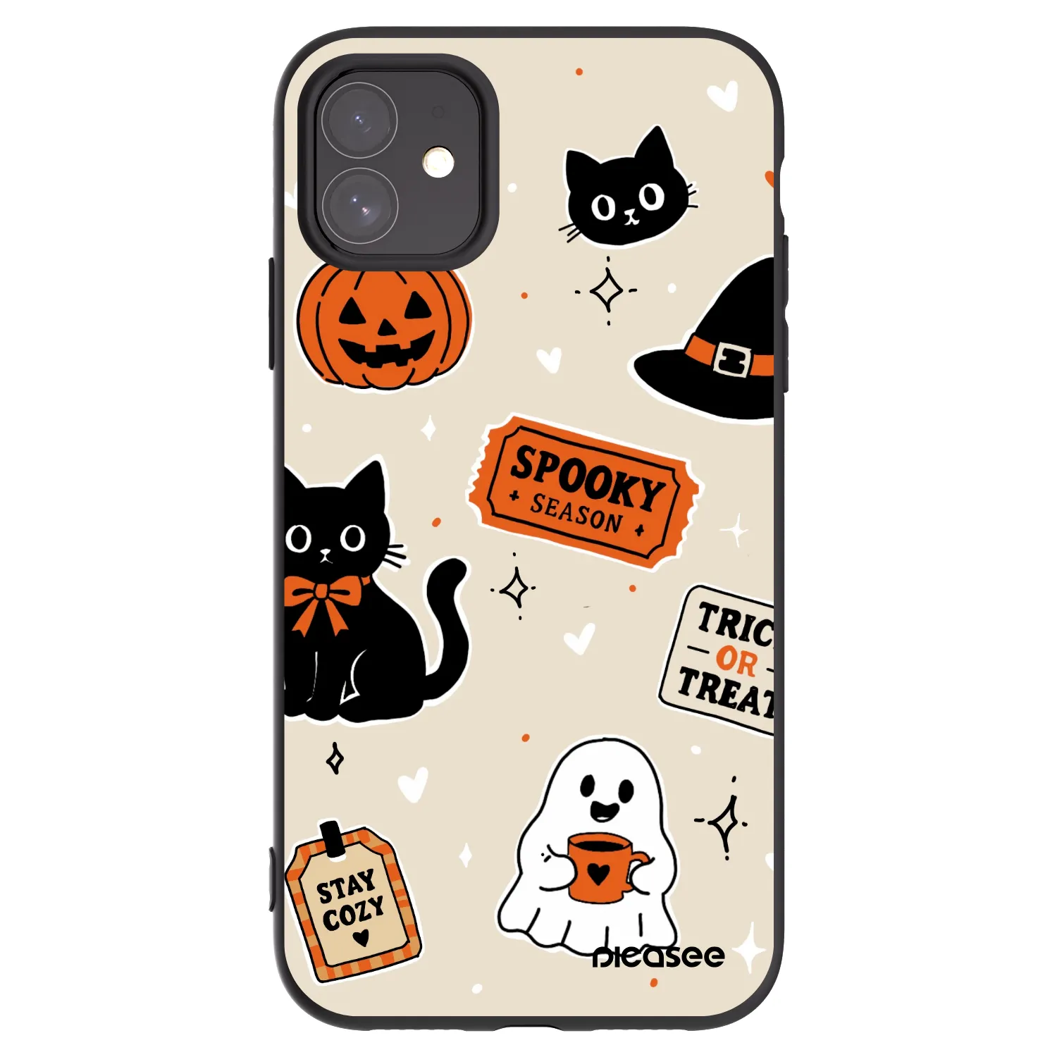 Picasee silikónový čierny obal pre Apple iPhone 11 - Halloween stickers
