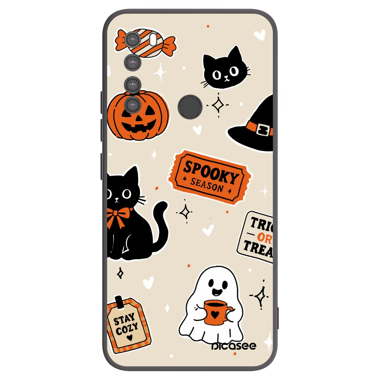 Picasee silikónový čierny obal pre Xiaomi Redmi Note 8 - Halloween stickers