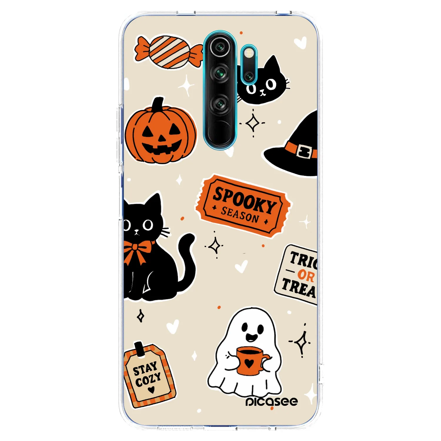 Picasee silikónový prehľadný obal pre Xiaomi Redmi Note 8 Pro - Halloween stickers