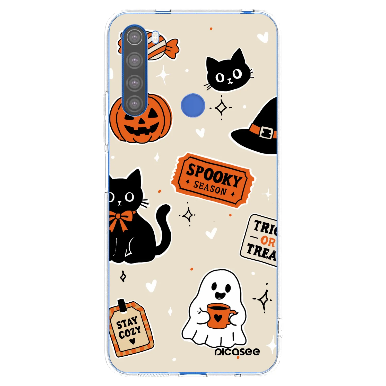 Picasee silikónový prehľadný obal pre Xiaomi Redmi Note 8T - Halloween stickers