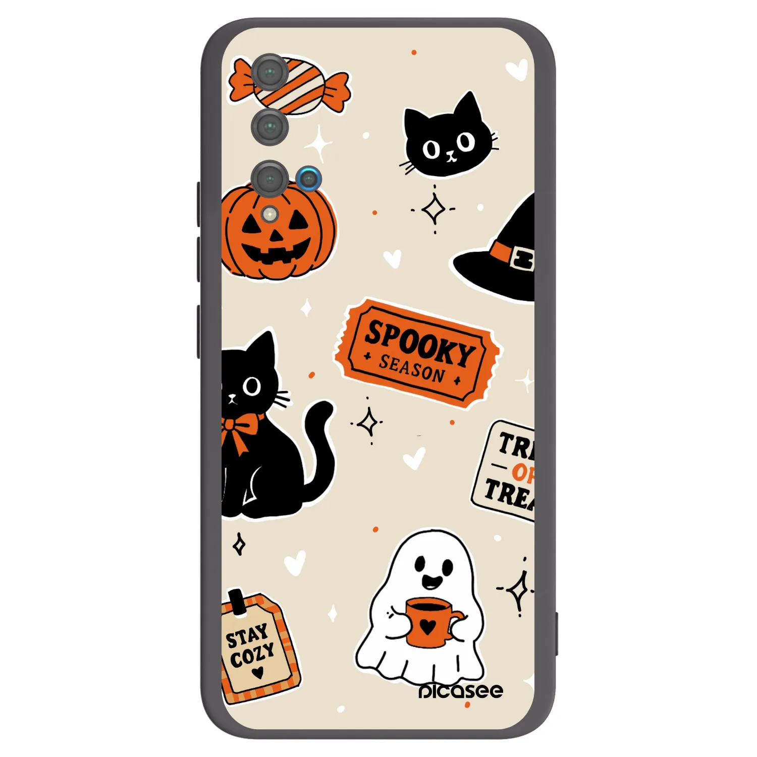 Picasee silikónový čierny obal pre Huawei Nova 5T - Halloween stickers