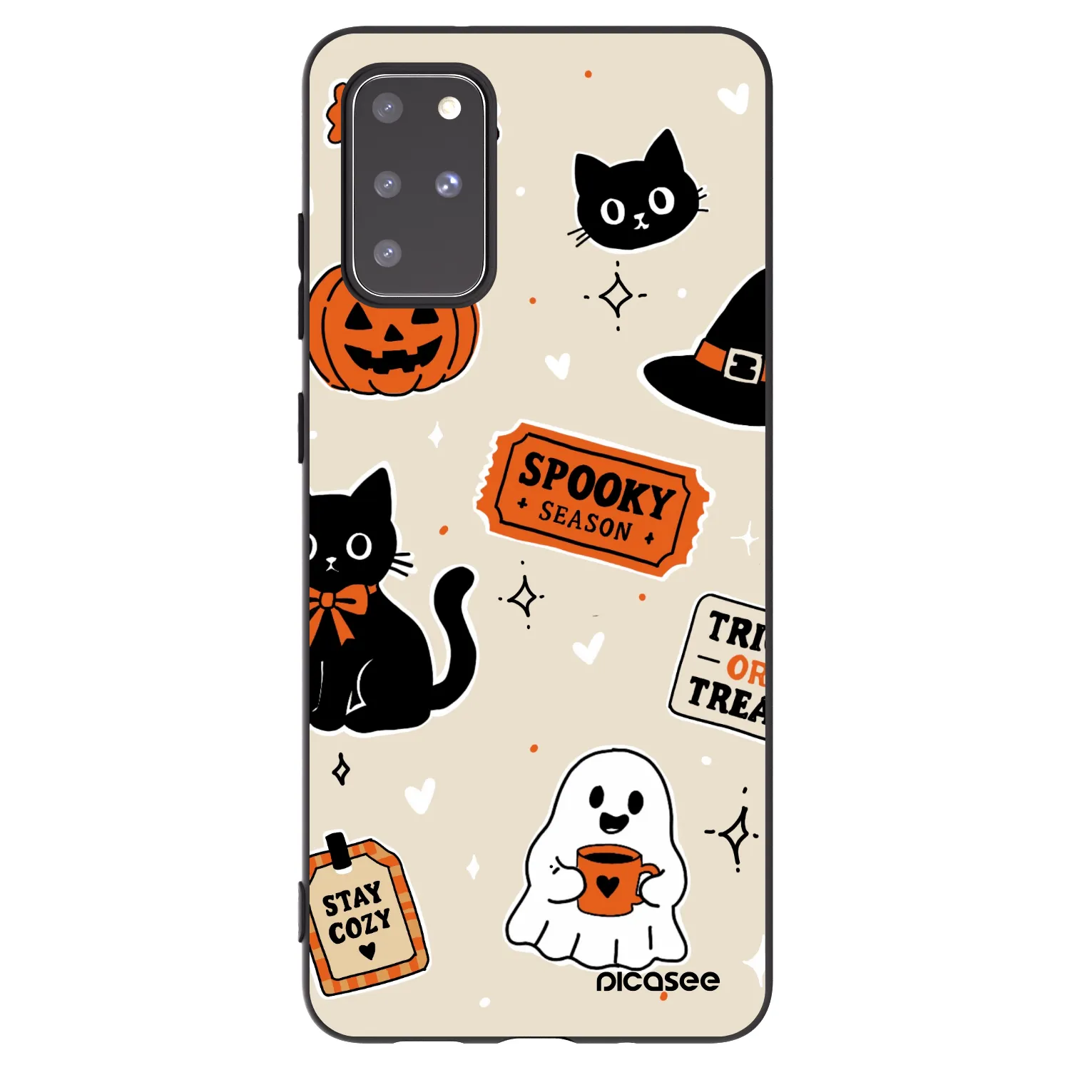 Picasee silikónový čierny obal pre Samsung Galaxy S20+ G985F - Halloween stickers