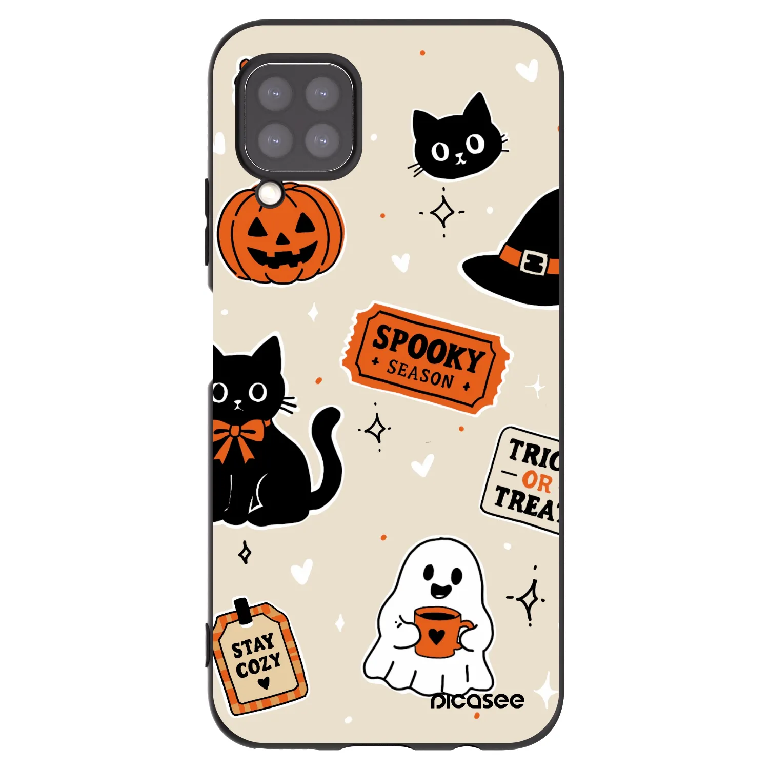 Picasee silikónový čierny obal pre Huawei P40 Lite - Halloween stickers