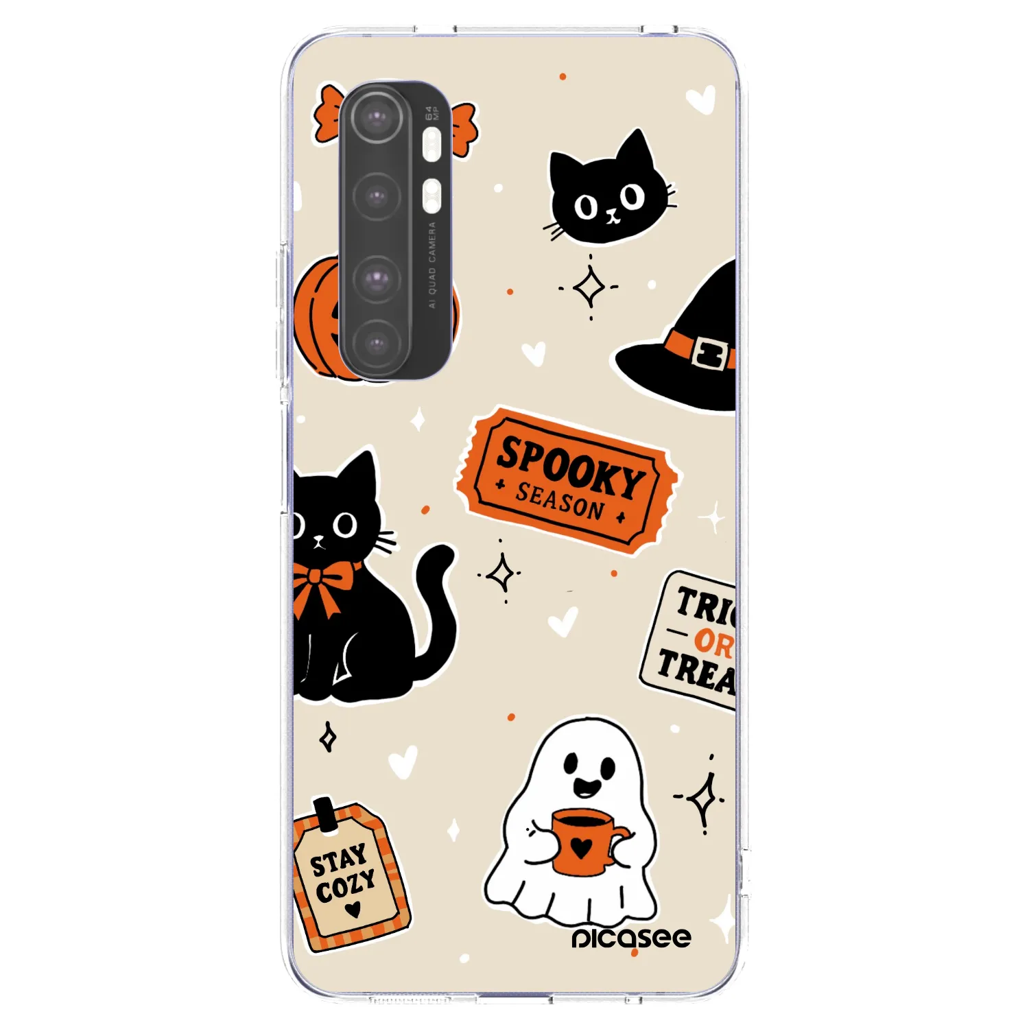 Picasee silikónový prehľadný obal pre Xiaomi Mi Note 10 Lite - Halloween stickers