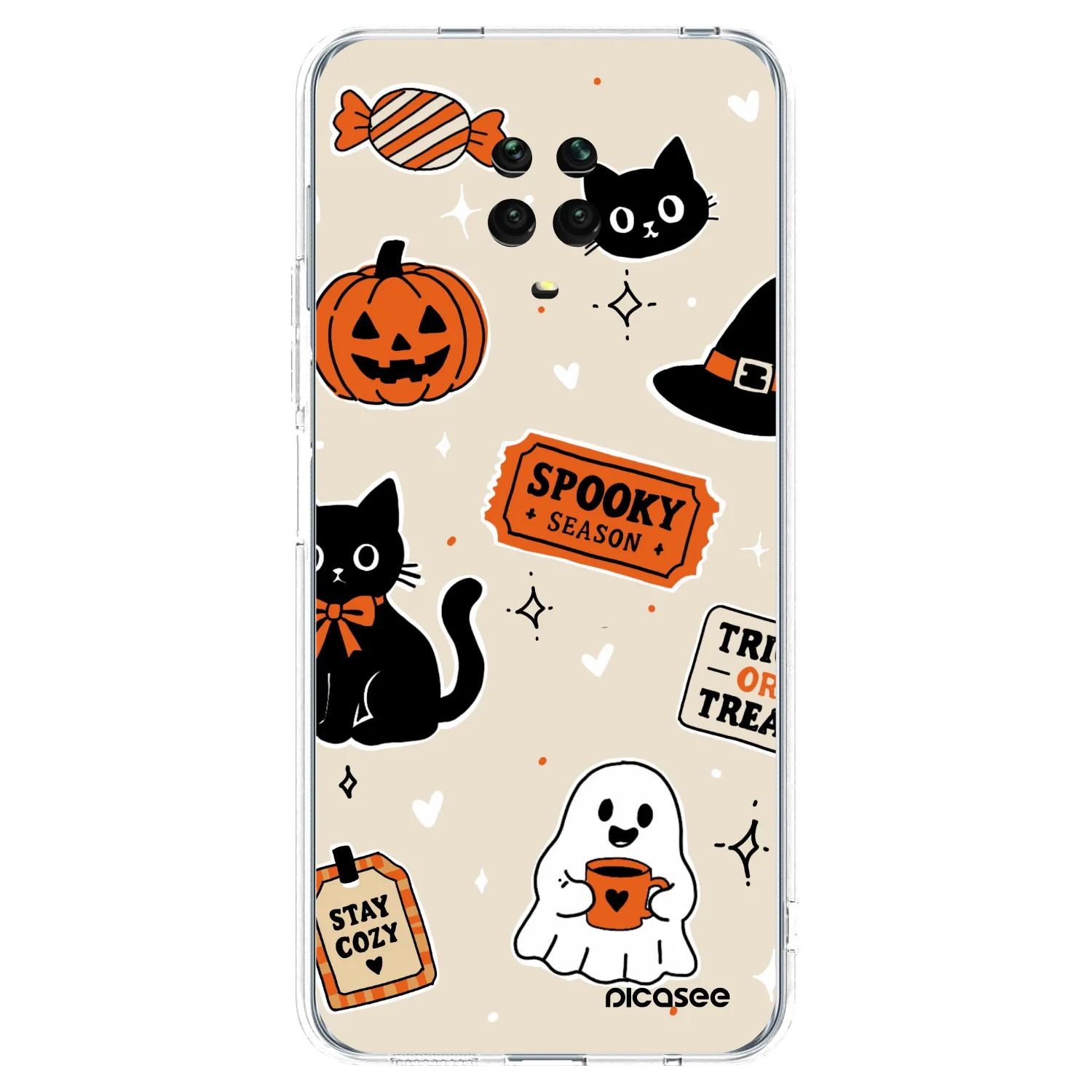 Picasee silikónový prehľadný obal pre Xiaomi Redmi Note 9S - Halloween stickers