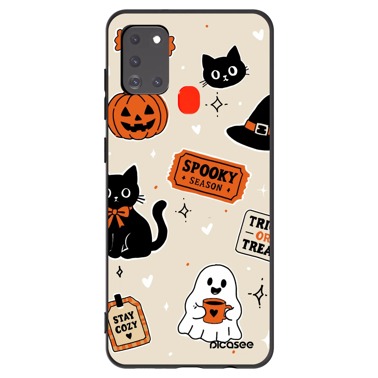 Picasee silikónový čierny obal pre Samsung Galaxy A21s - Halloween stickers