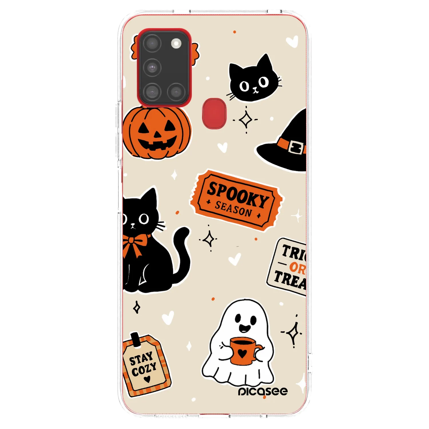 Picasee silikónový prehľadný obal pre Samsung Galaxy A21s - Halloween stickers