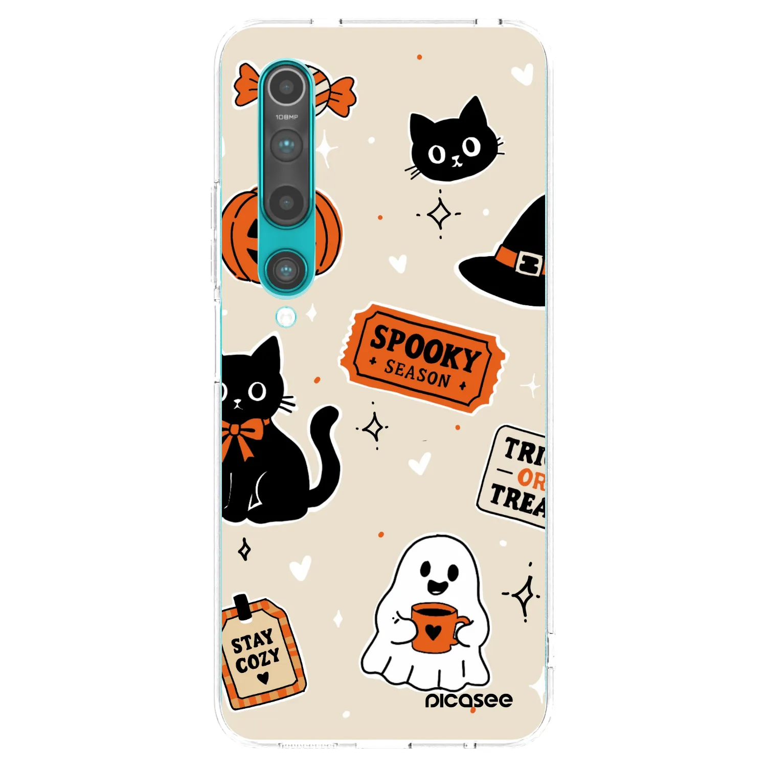 Picasee silikónový prehľadný obal pre Xiaomi Mi 10 - Halloween stickers
