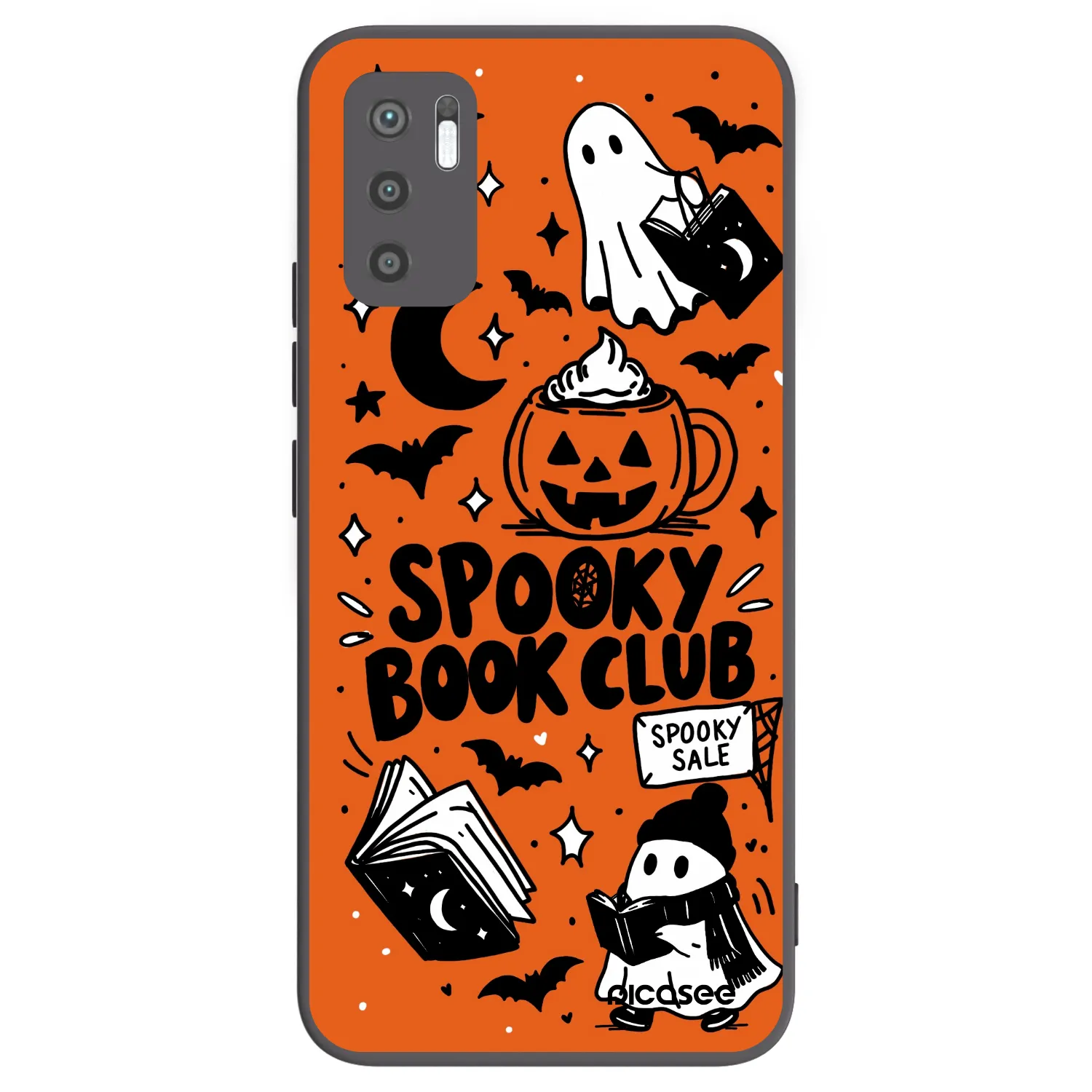 Picasee silikónový čierny obal pre Xiaomi Redmi Note 10 5G - Spooky book club