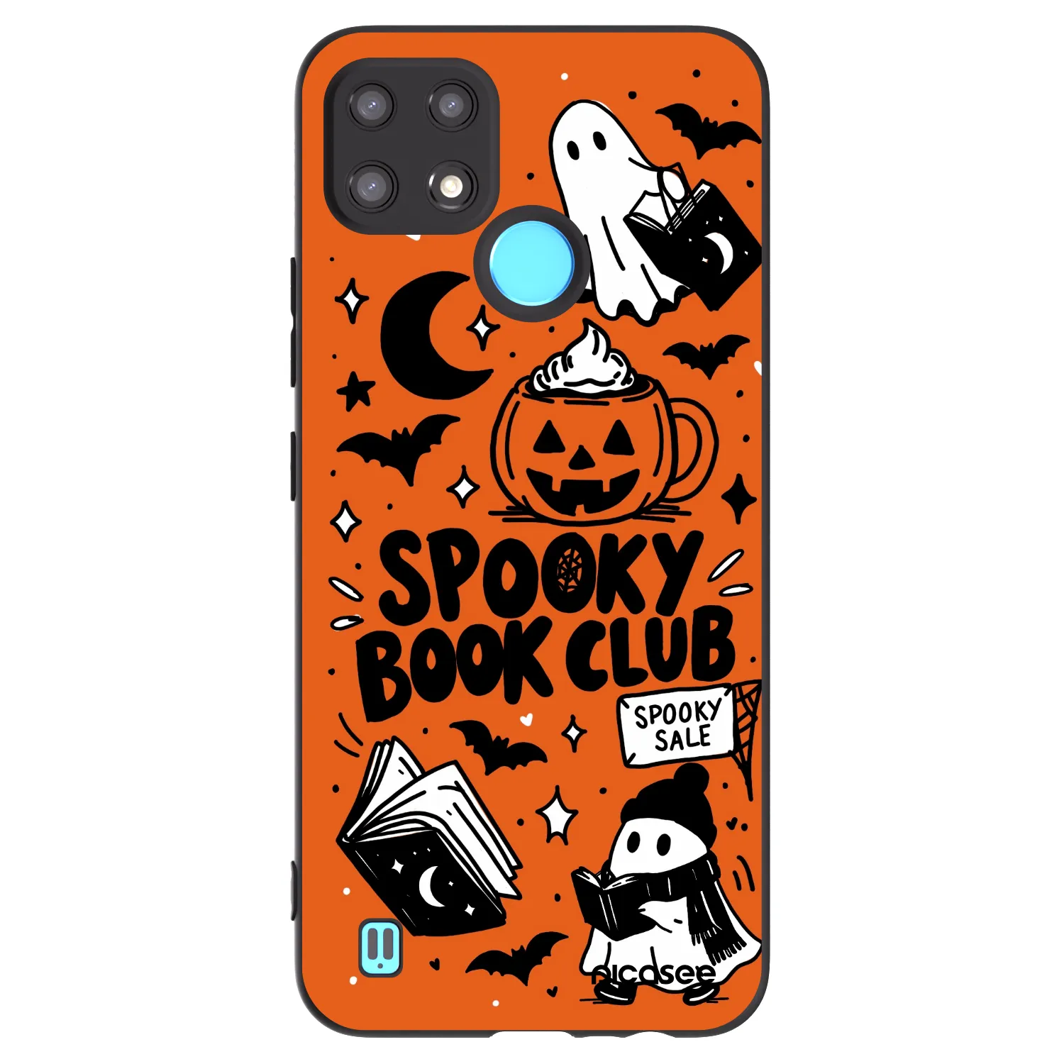 Picasee silikónový čierny obal pre Realme C21 - Spooky book club