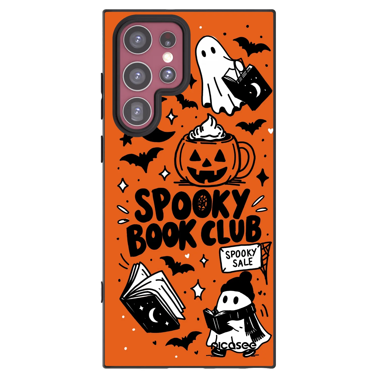 Picasee silikónový čierny obal pre Samsung Galaxy S22 Ultra 5G - Spooky book club
