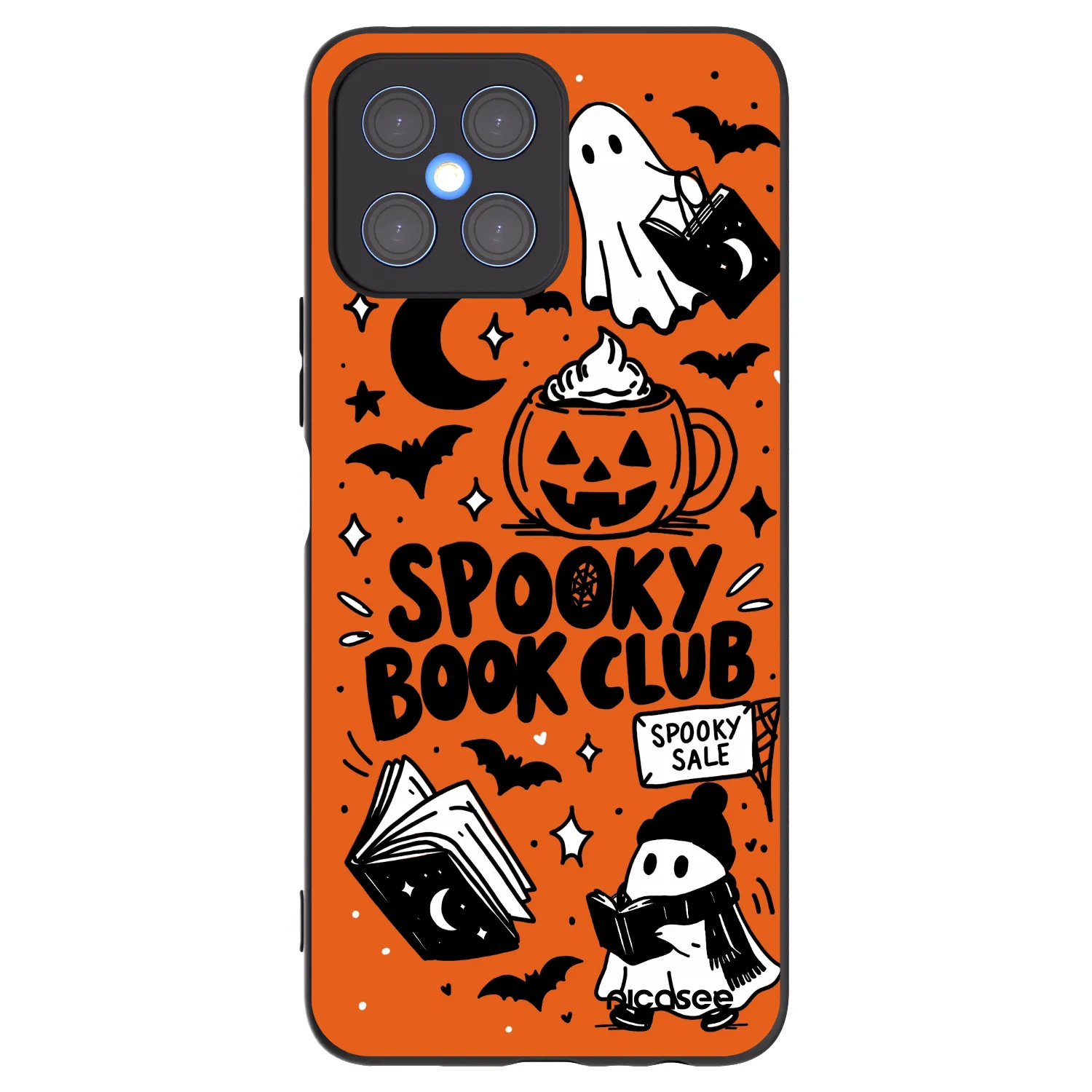 Picasee silikónový čierny obal pre Honor X8 4G - Spooky book club
