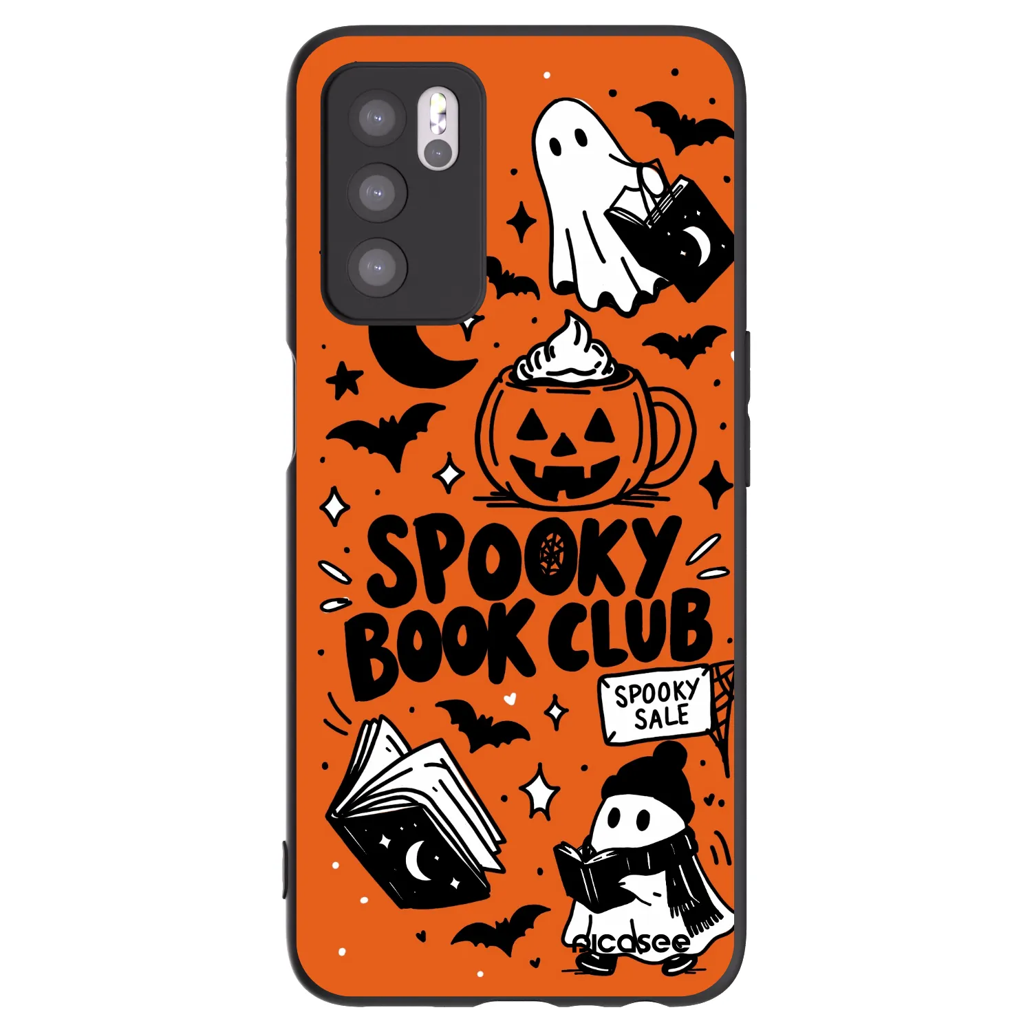Picasee silikónový čierny obal pre OPPO A16 - Spooky book club