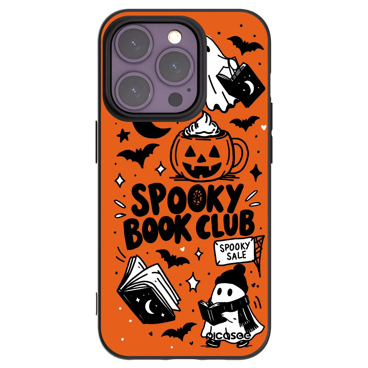 Picasee silikónový čierny obal pre Apple iPhone 14 Pro - Spooky book club