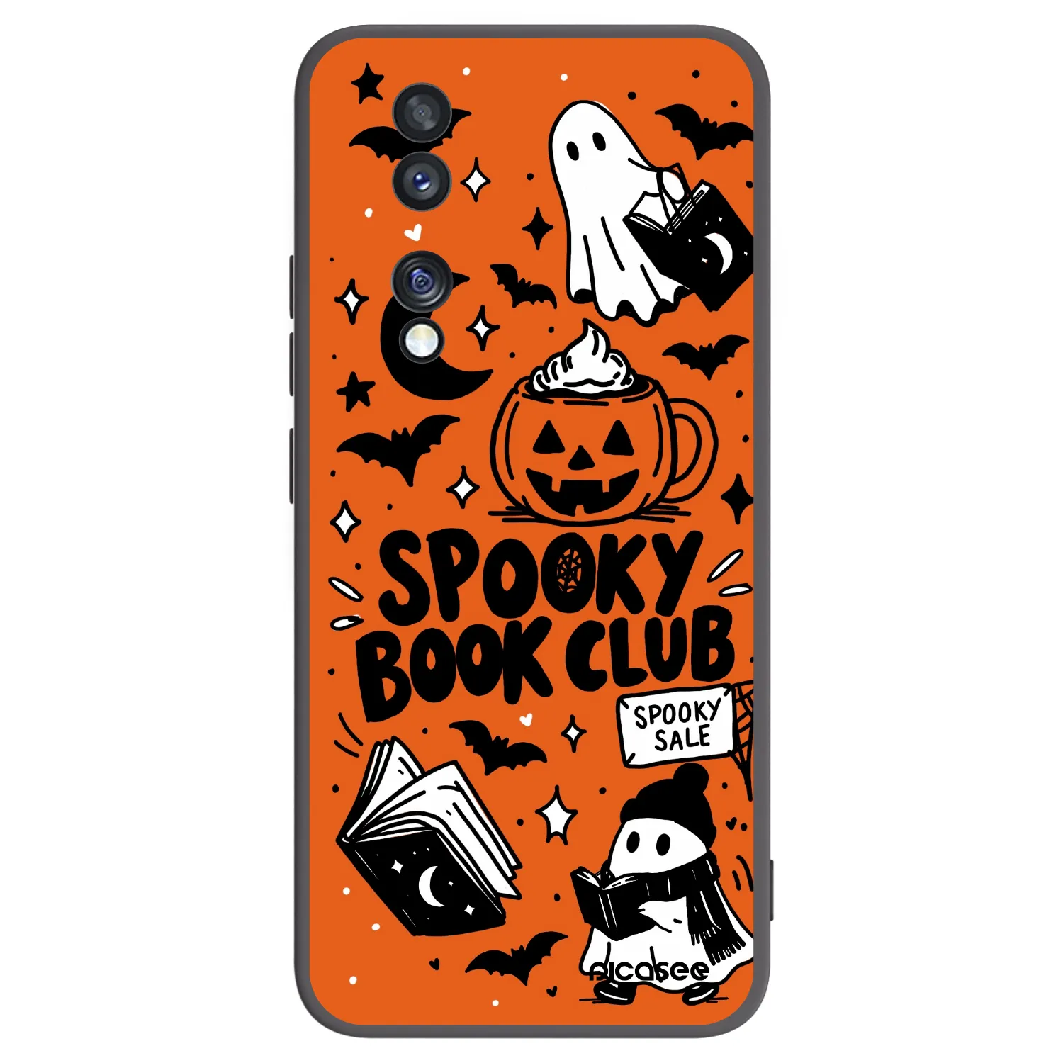 Picasee silikónový čierny obal pre Honor 70 - Spooky book club