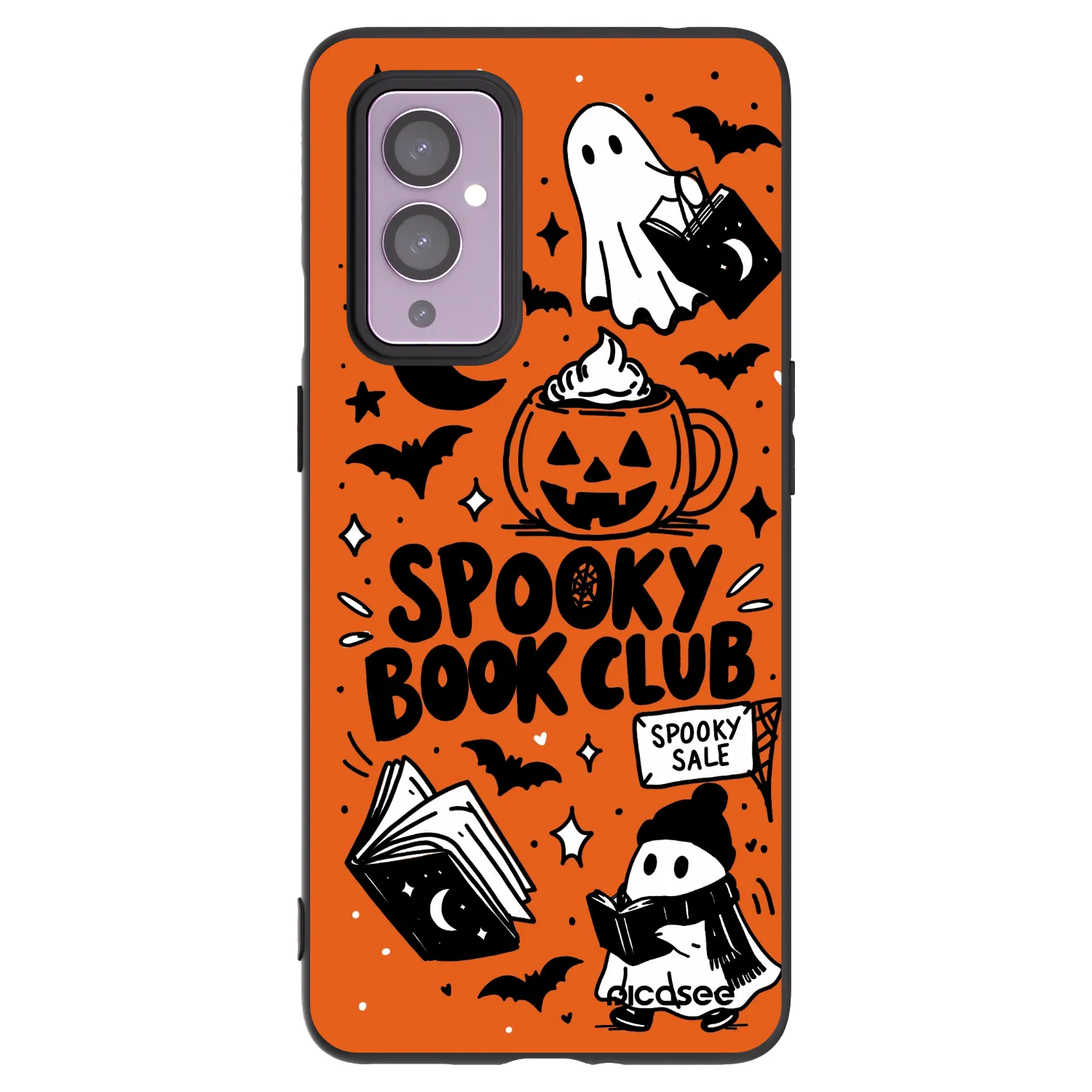 Picasee silikónový čierny obal pre OnePlus 9 - Spooky book club