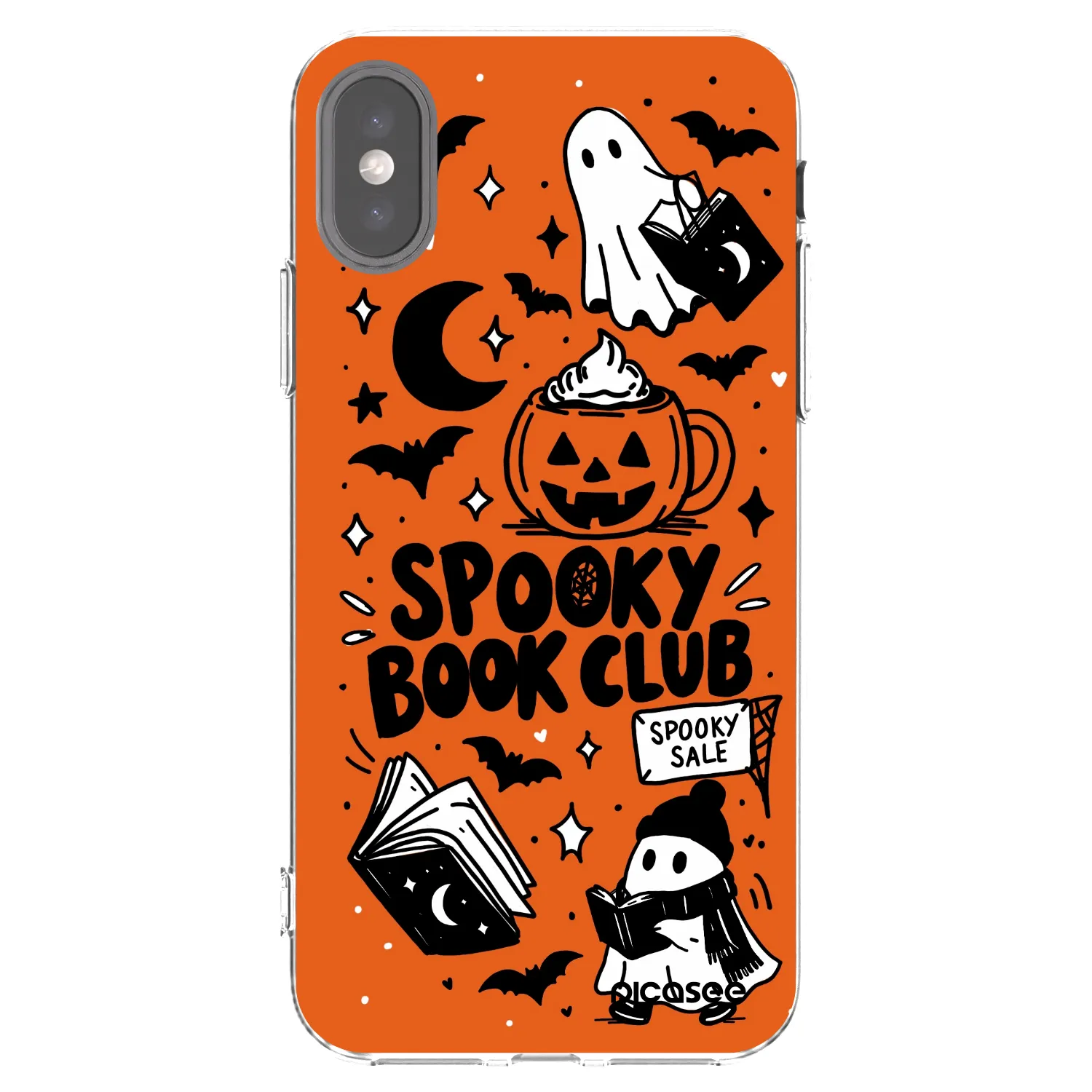 Picasee silikónový prehľadný obal pre Apple iPhone X/XS - Spooky book club