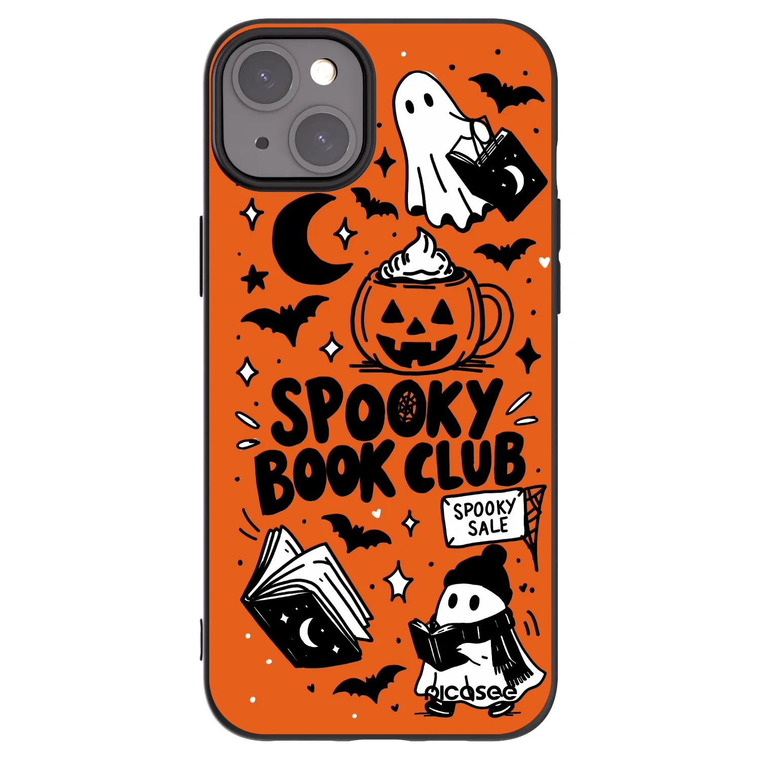Picasee silikónový čierny obal pre Apple iPhone 15 Plus - Spooky book club