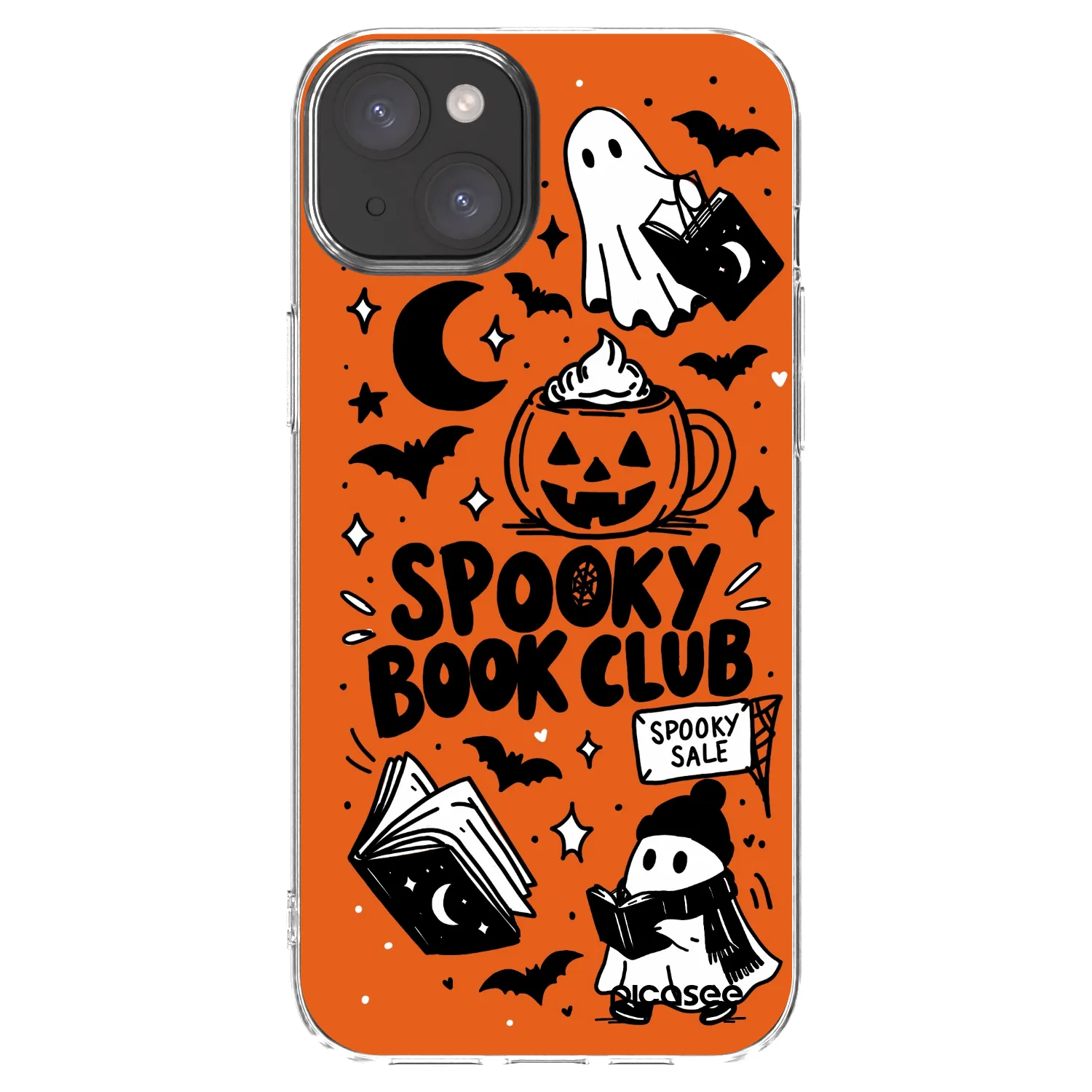 Picasee silikónový prehľadný obal pre Apple iPhone 15 Plus - Spooky book club