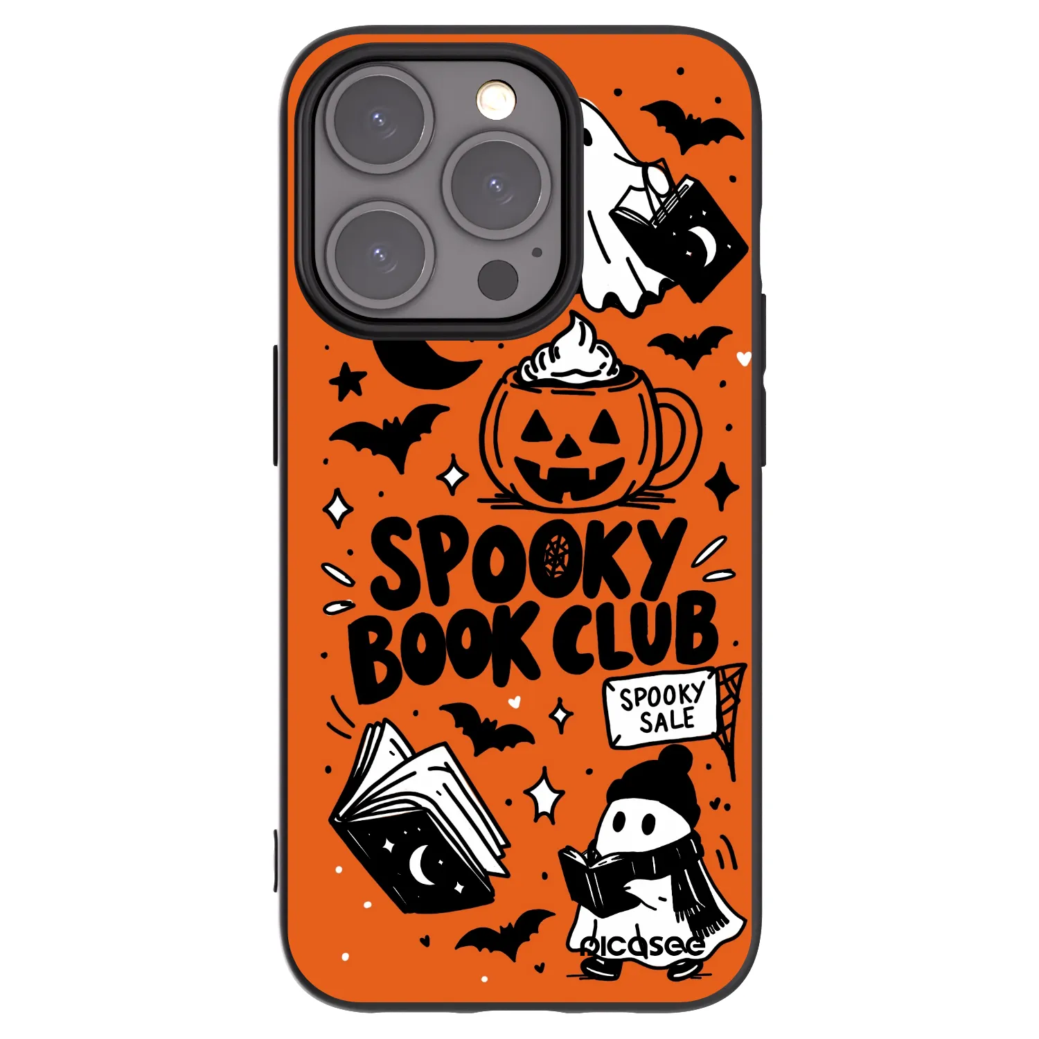 Picasee silikónový čierny obal pre Apple iPhone 15 Pro - Spooky book club