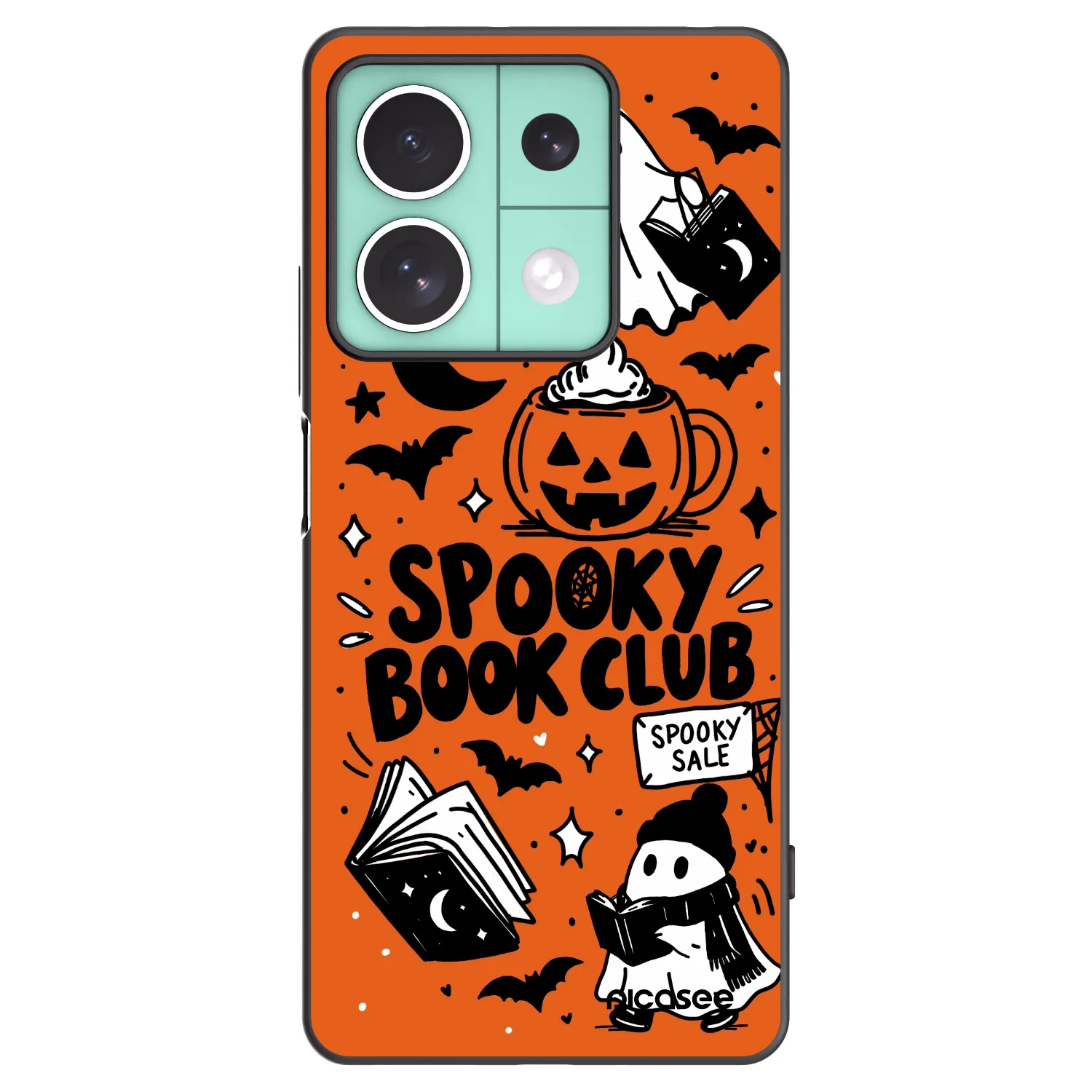 Picasee silikónový čierny obal pre Xiaomi Redmi Note 13 5G - Spooky book club