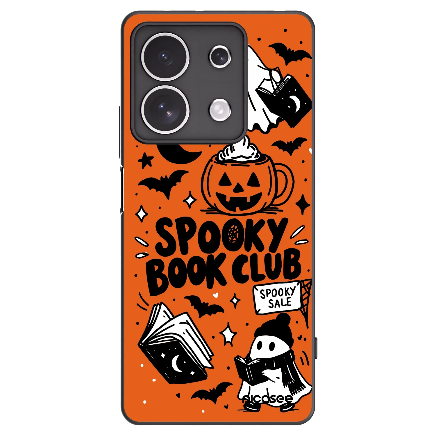 Picasee silikónový čierny obal pre Xiaomi Redmi Note 13 4G - Spooky book club