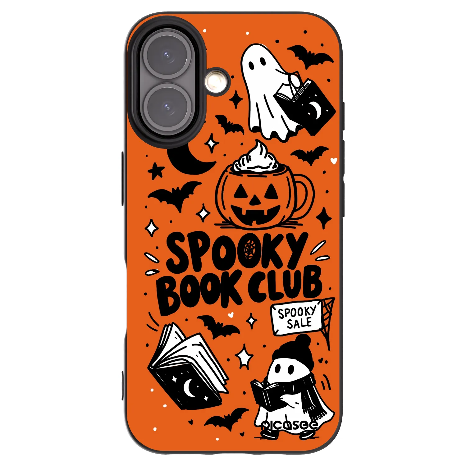 Picasee silikónový čierny obal pre Apple iPhone 16 - Spooky book club