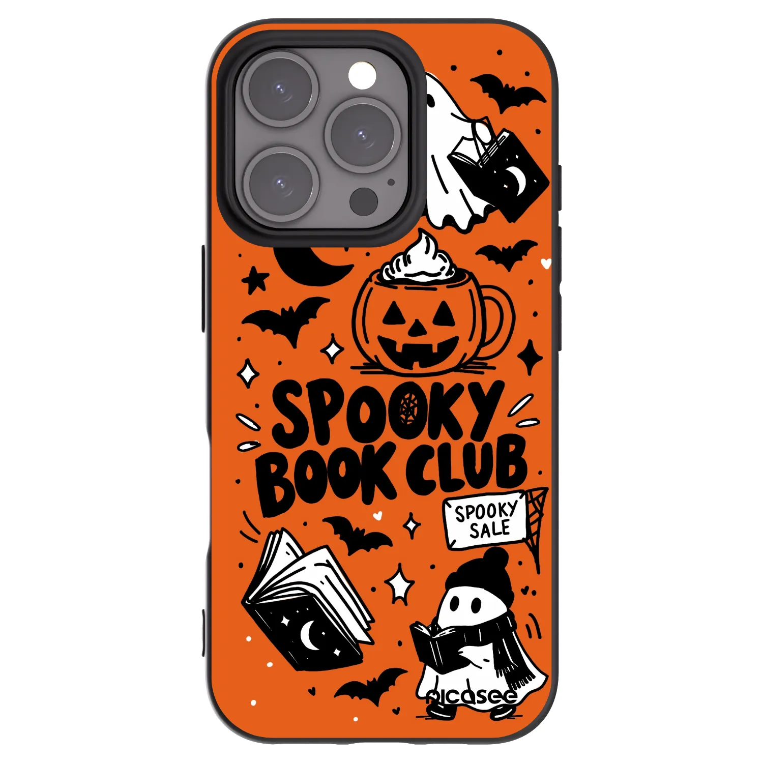 Picasee silikónový čierny obal pre Apple iPhone 16 Pro - Spooky book club
