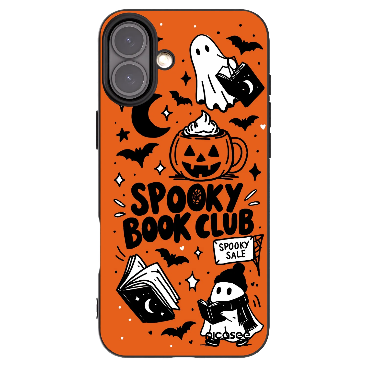 Picasee silikónový čierny obal pre Apple iPhone 16 Plus - Spooky book club
