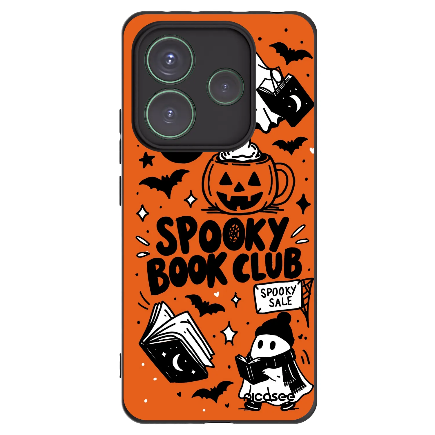 Picasee silikónový čierny obal pre Xiaomi Redmi Note 14 5G - Spooky book club