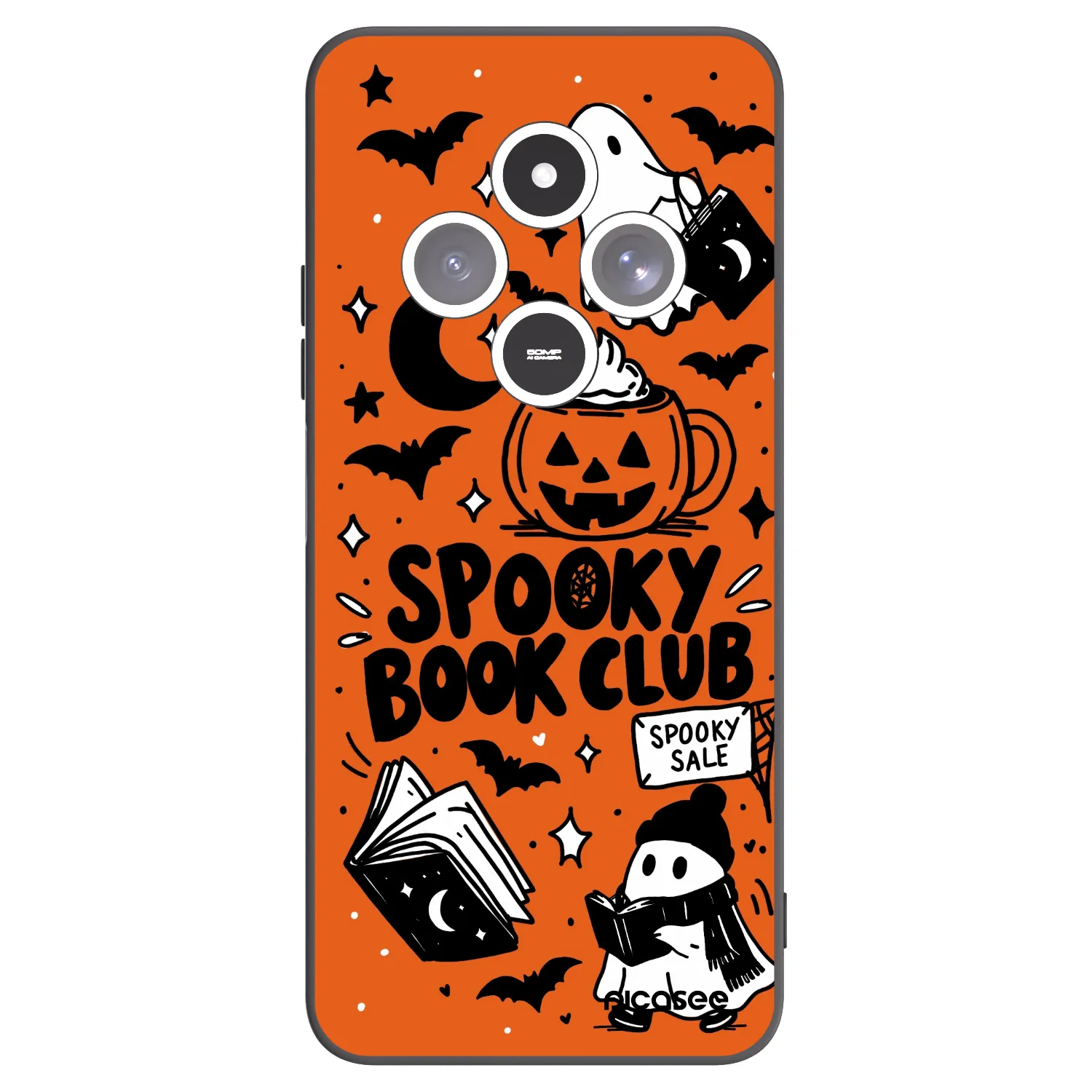 Picasee silikónový čierny obal pre Xiaomi Redmi 14C - Spooky book club