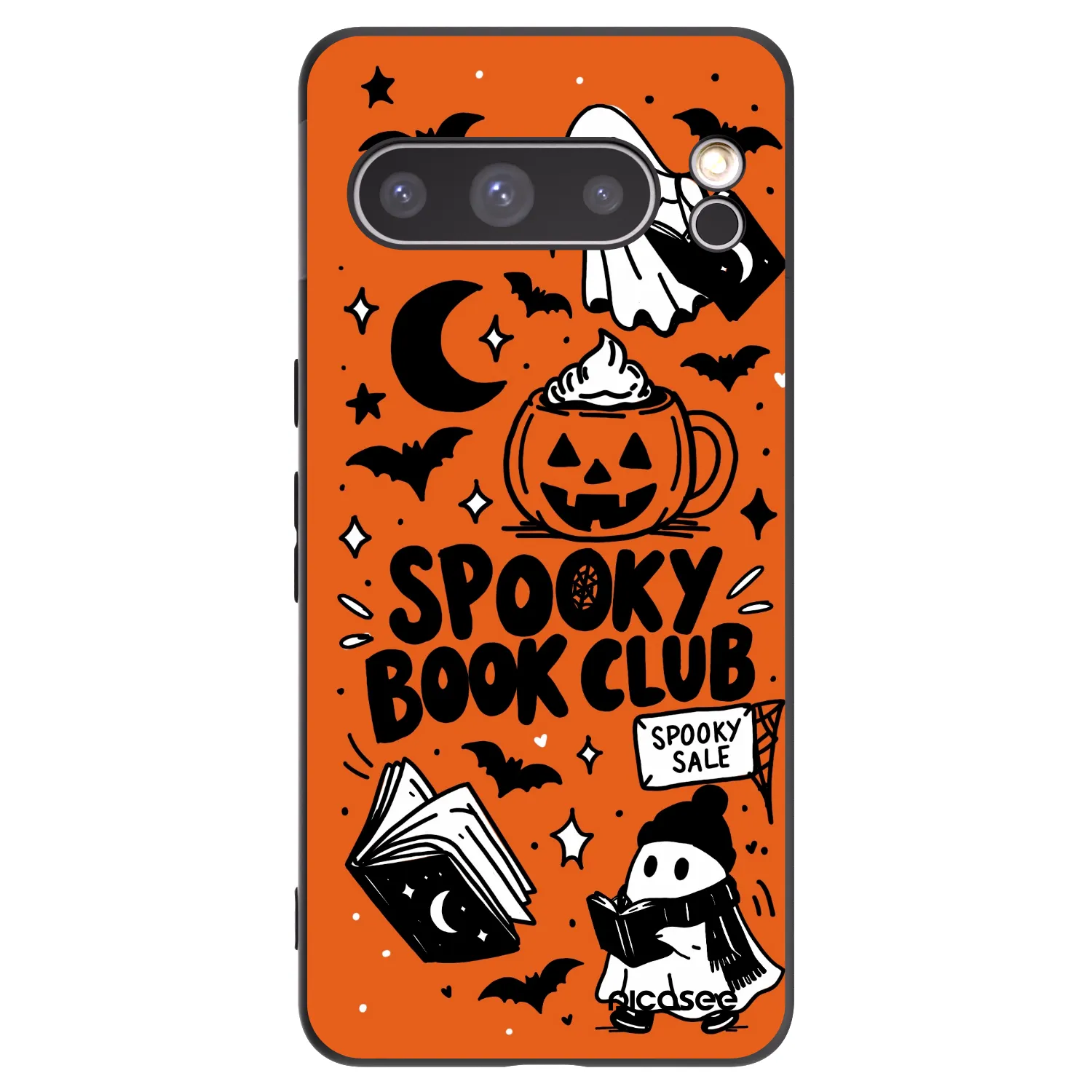 Picasee silikónový čierny obal pre Google Pixel 8 Pro - Spooky book club