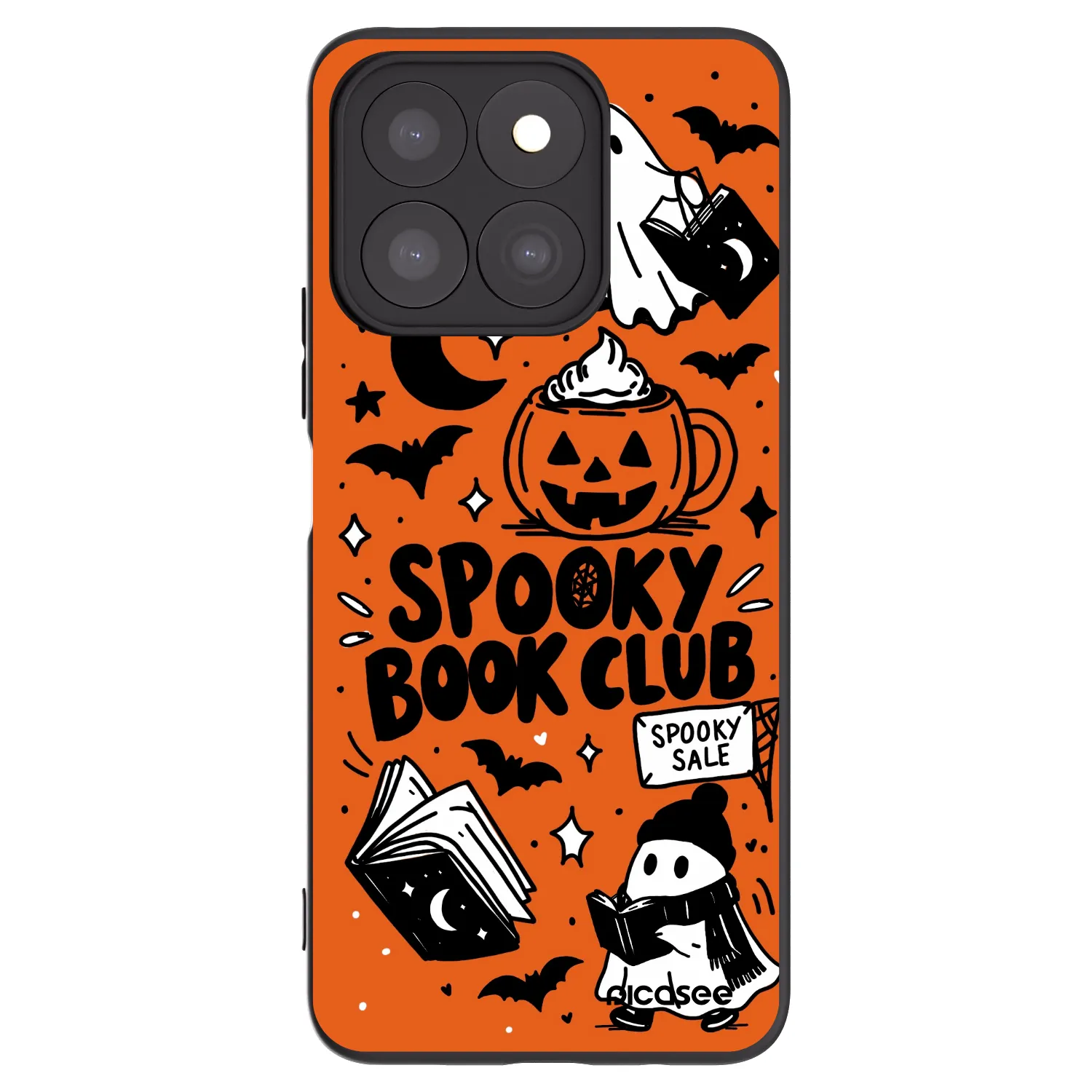 Picasee silikónový čierny obal pre Honor X8c - Spooky book club