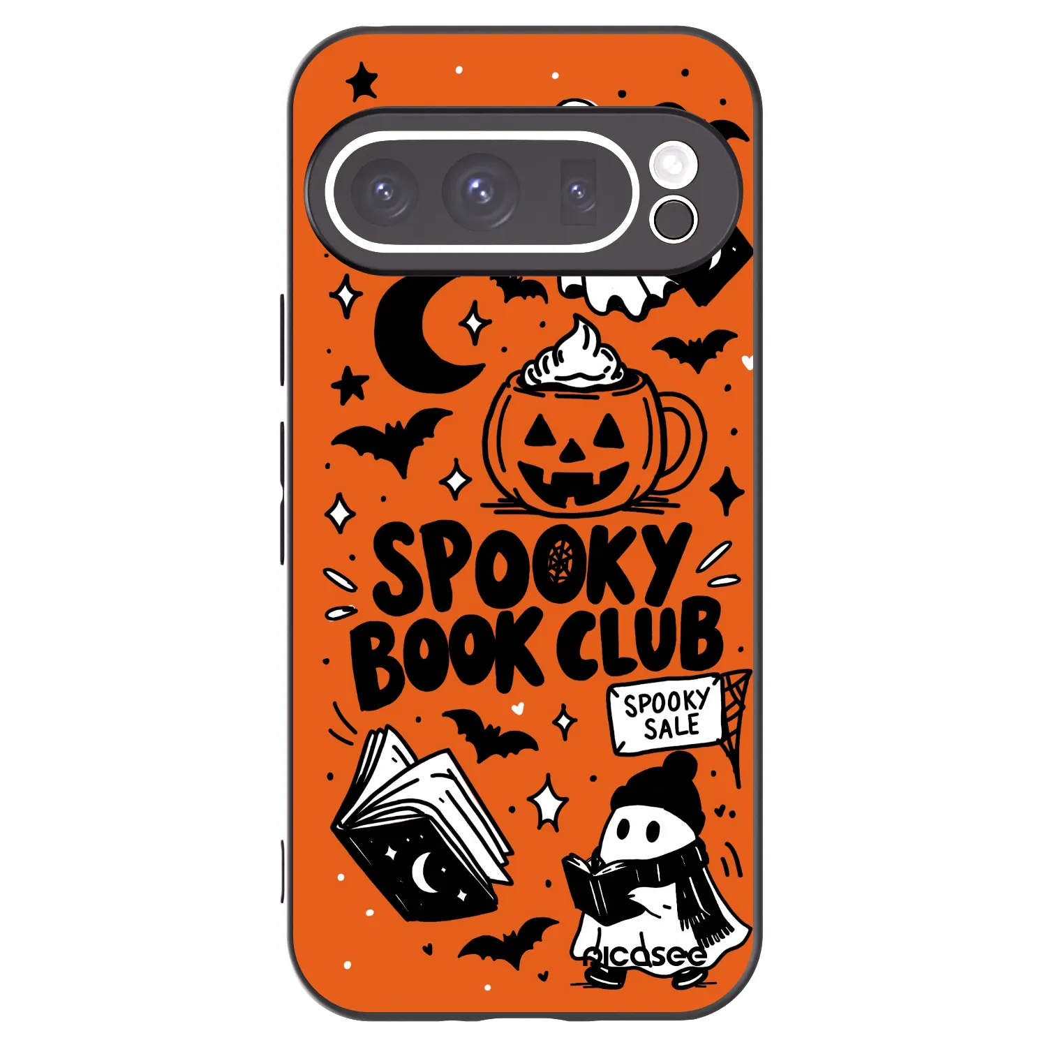 Picasee silikónový čierny obal pre Google Pixel 9 Pro - Spooky book club