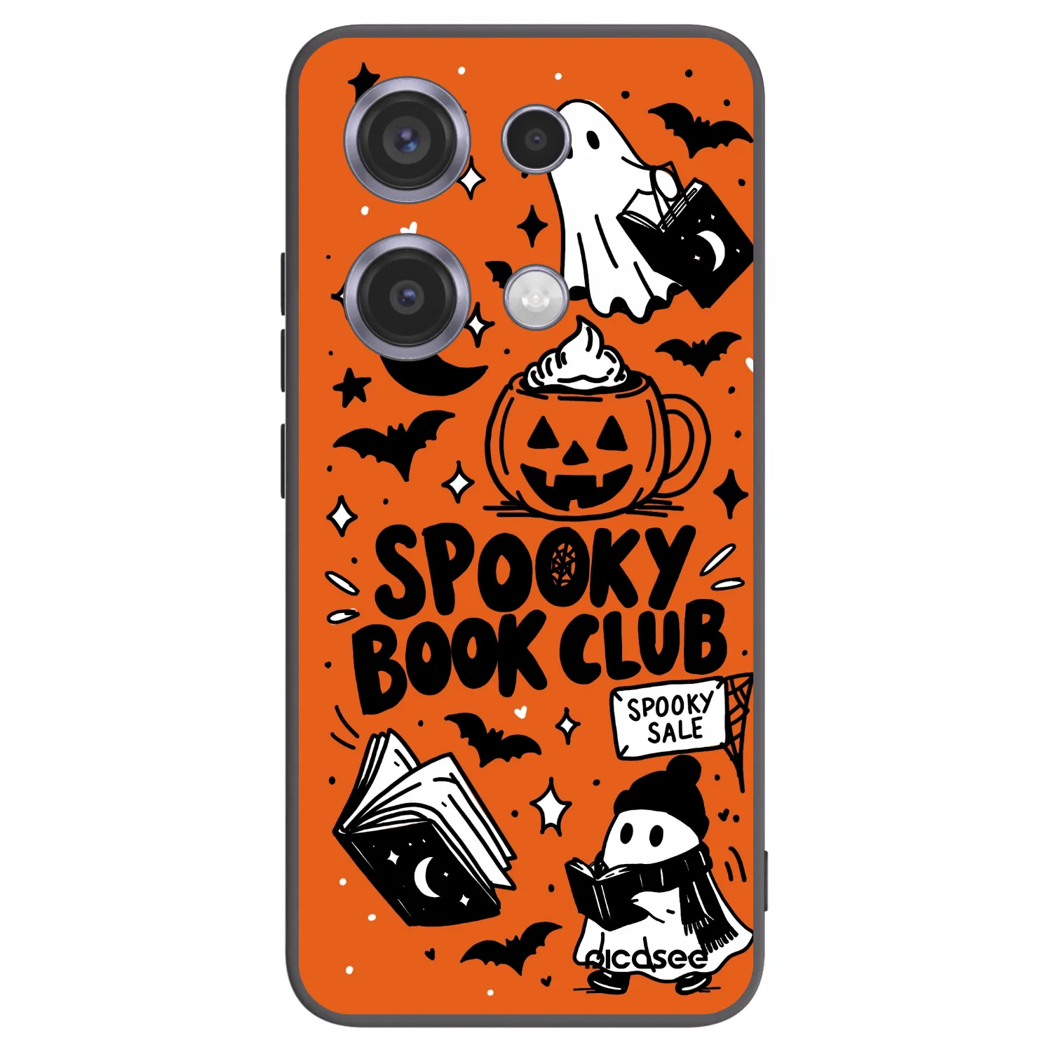 Picasee silikónový čierny obal pre Xiaomi Redmi Note 14S - Spooky book club