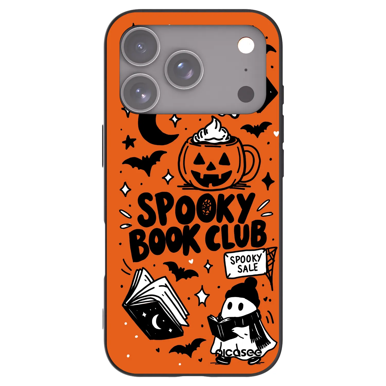 Picasee silikónový čierny obal pre Apple iPhone 17 Pro - Spooky book club