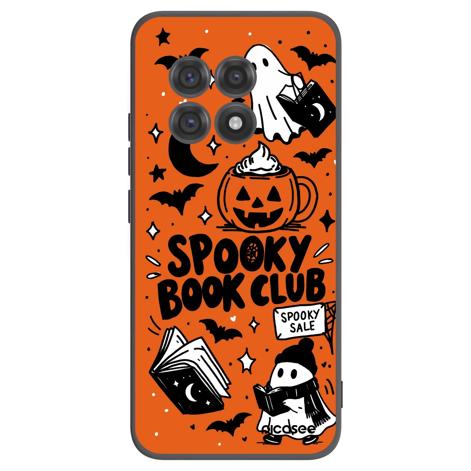 Picasee silikónový čierny obal pre OnePlus 13R 5G - Spooky book club