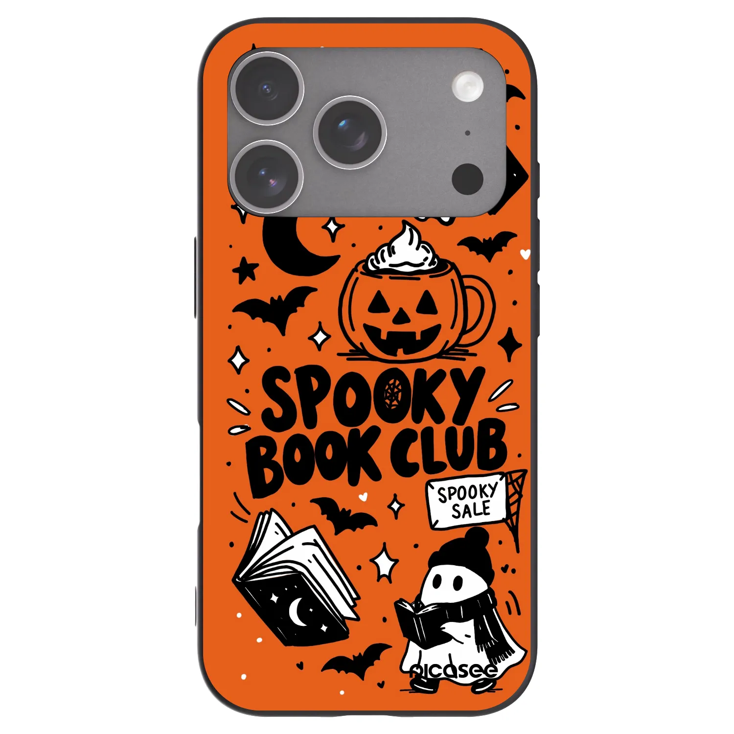 Picasee silikónový čierny obal pre Apple iPhone 18 Pro - Spooky book club