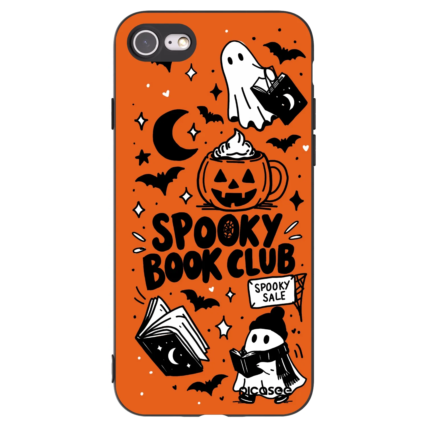 Picasee silikónový čierny obal pre Apple iPhone SE 2020 - Spooky book club