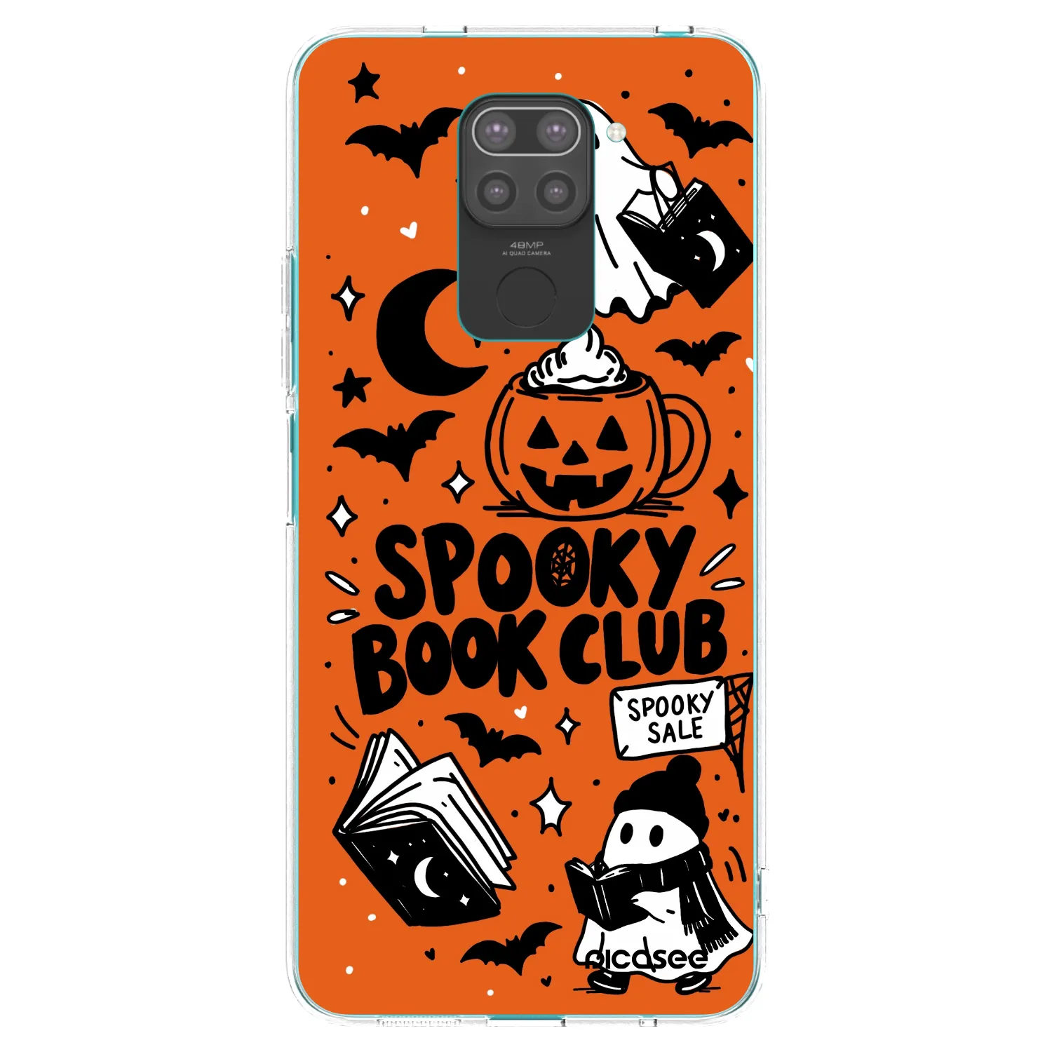 Picasee silikónový čierny obal pre Xiaomi Redmi Note 9 - Spooky book club