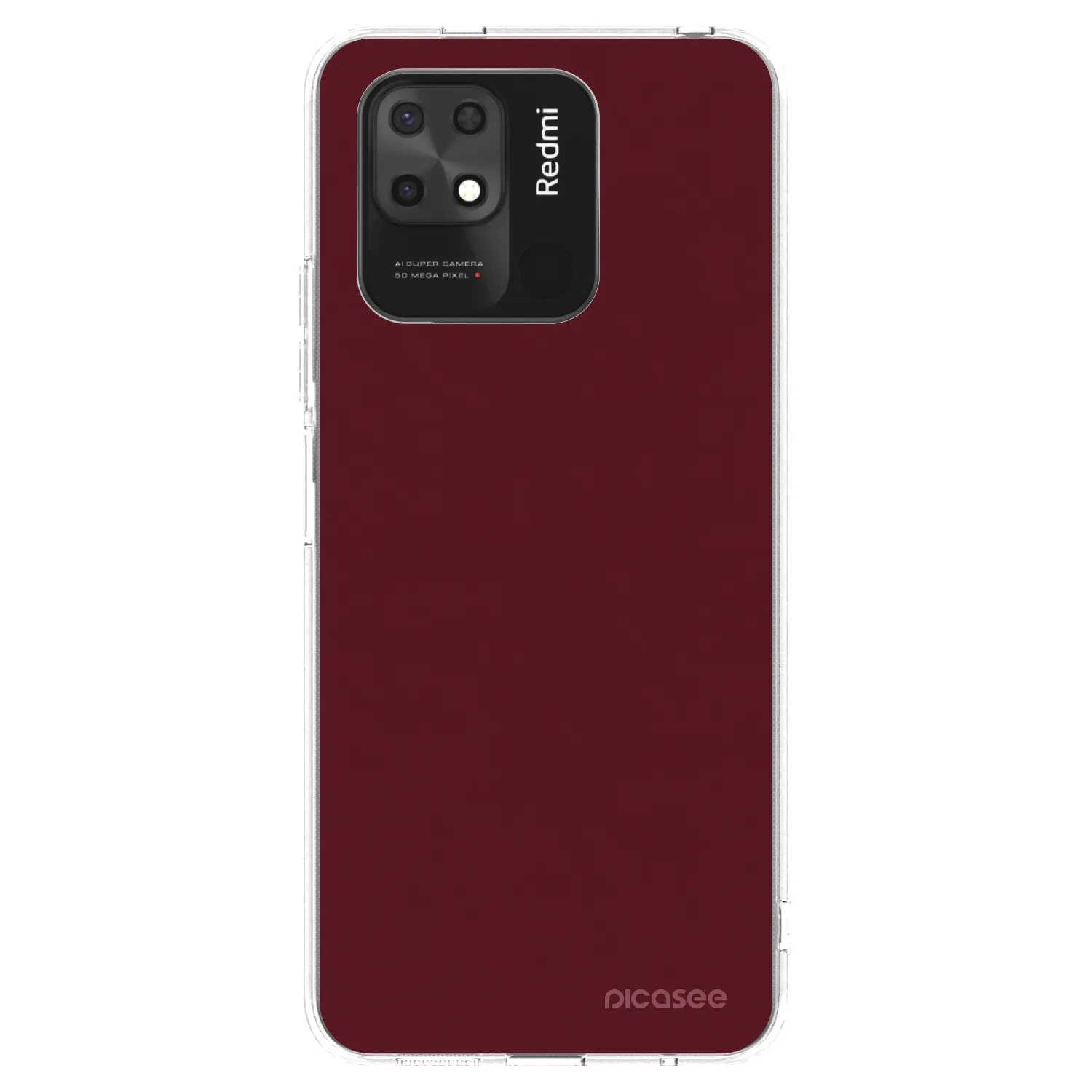 Picasee silikónový prehľadný obal pre Xiaomi Redmi 10C - Burgundy red